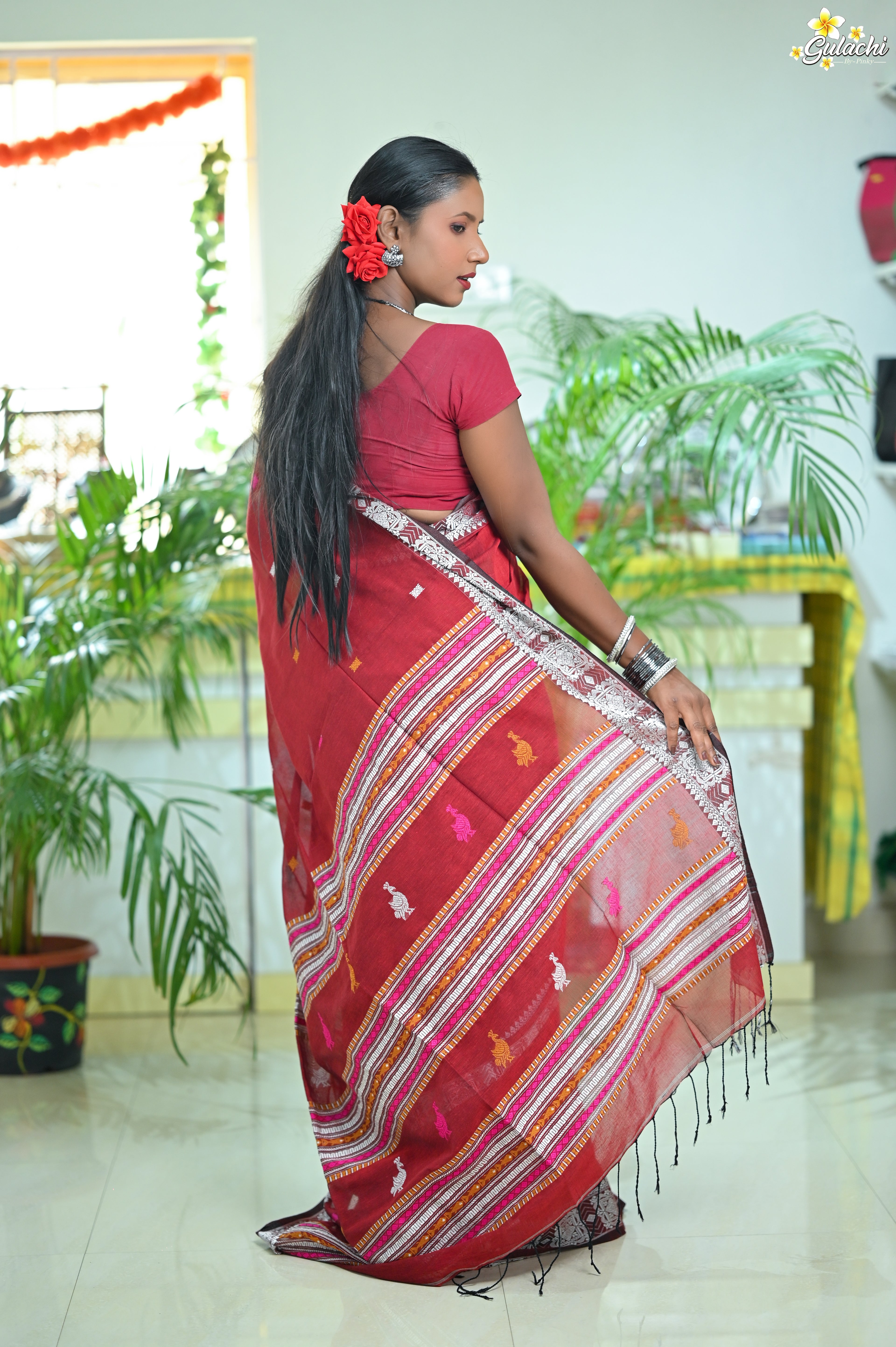 Mercerised Tribal Fusion Saree