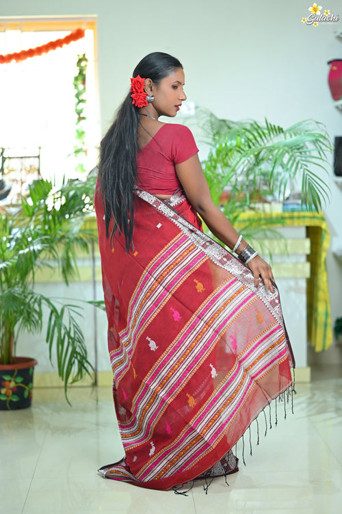 Mercerised Tribal Fusion Saree