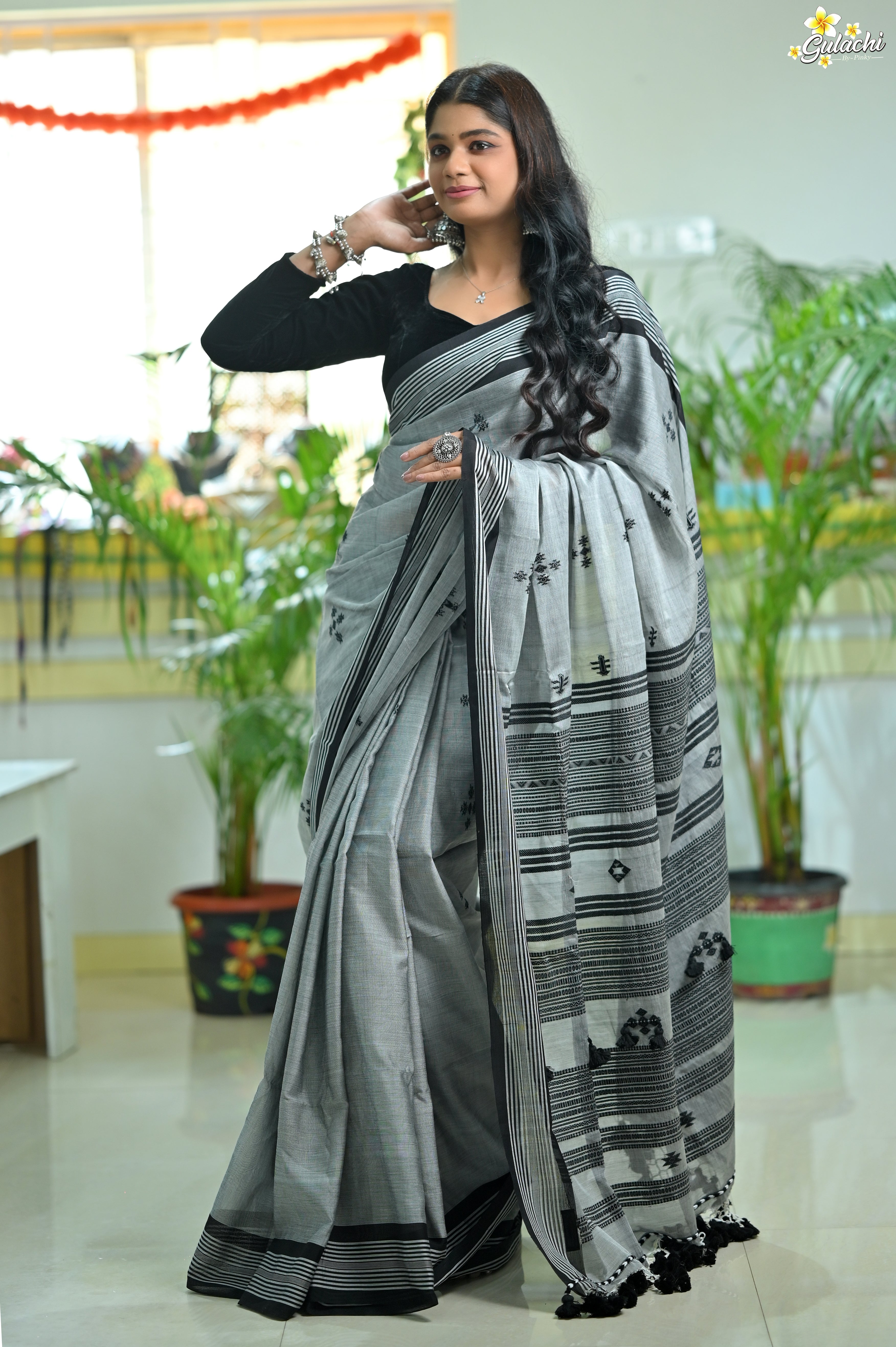 Mercerised Tribal Fusion Saree