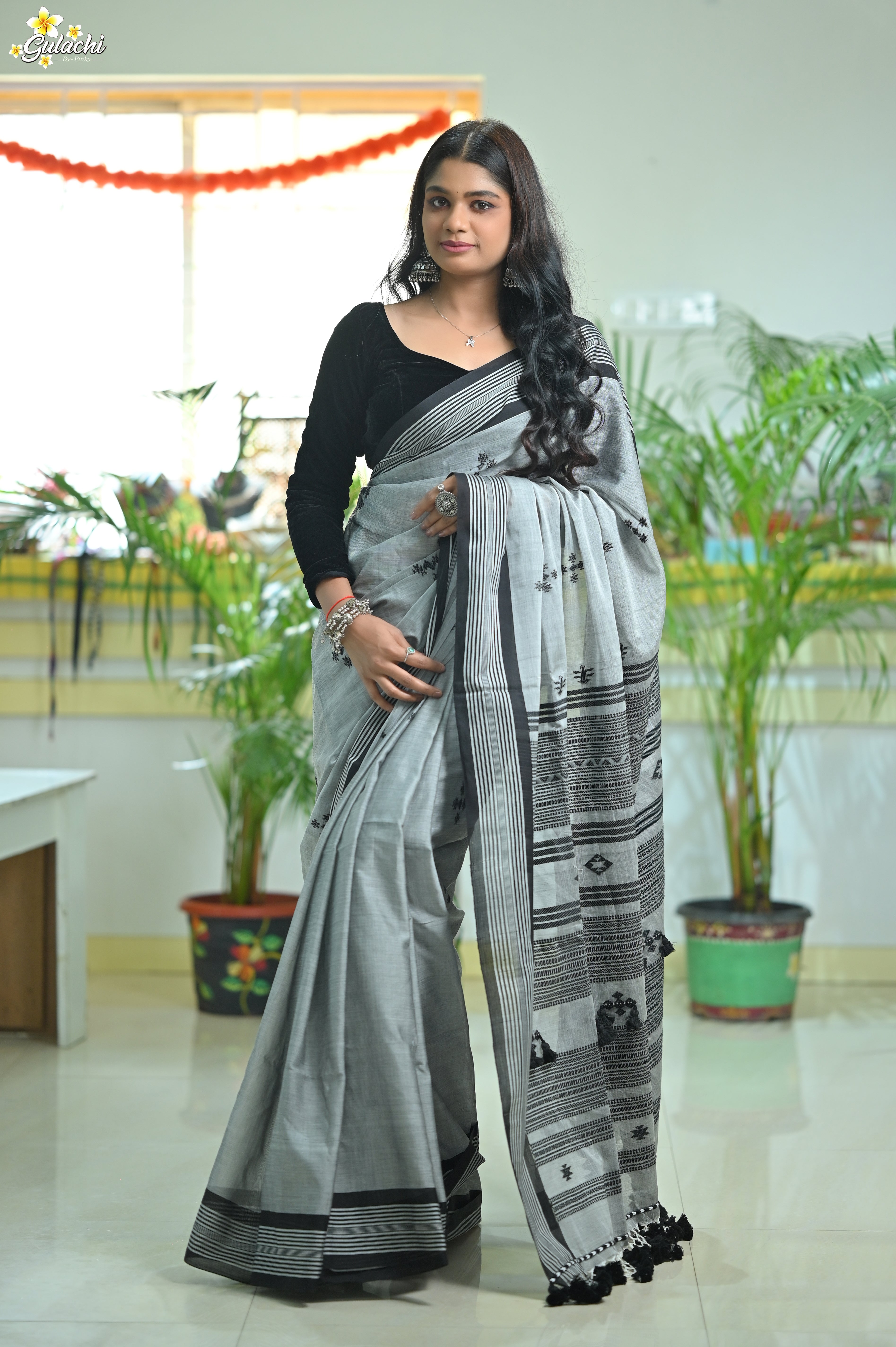Mercerised Tribal Fusion Saree