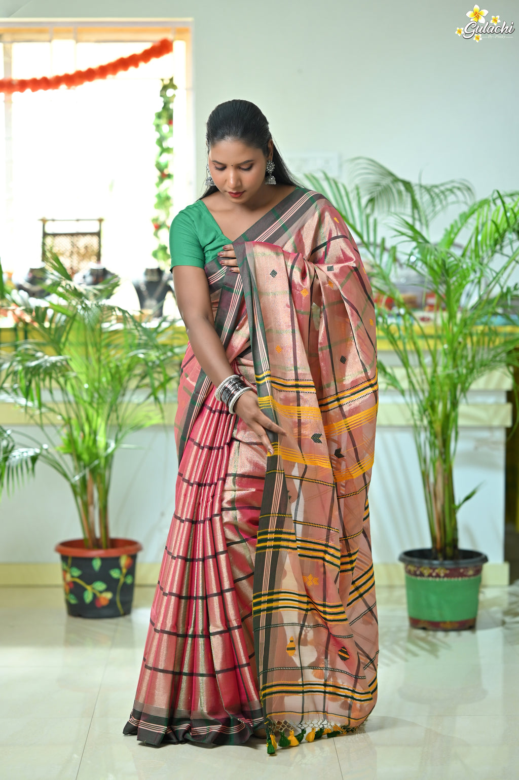 Tissue Cotton Jhal Saree