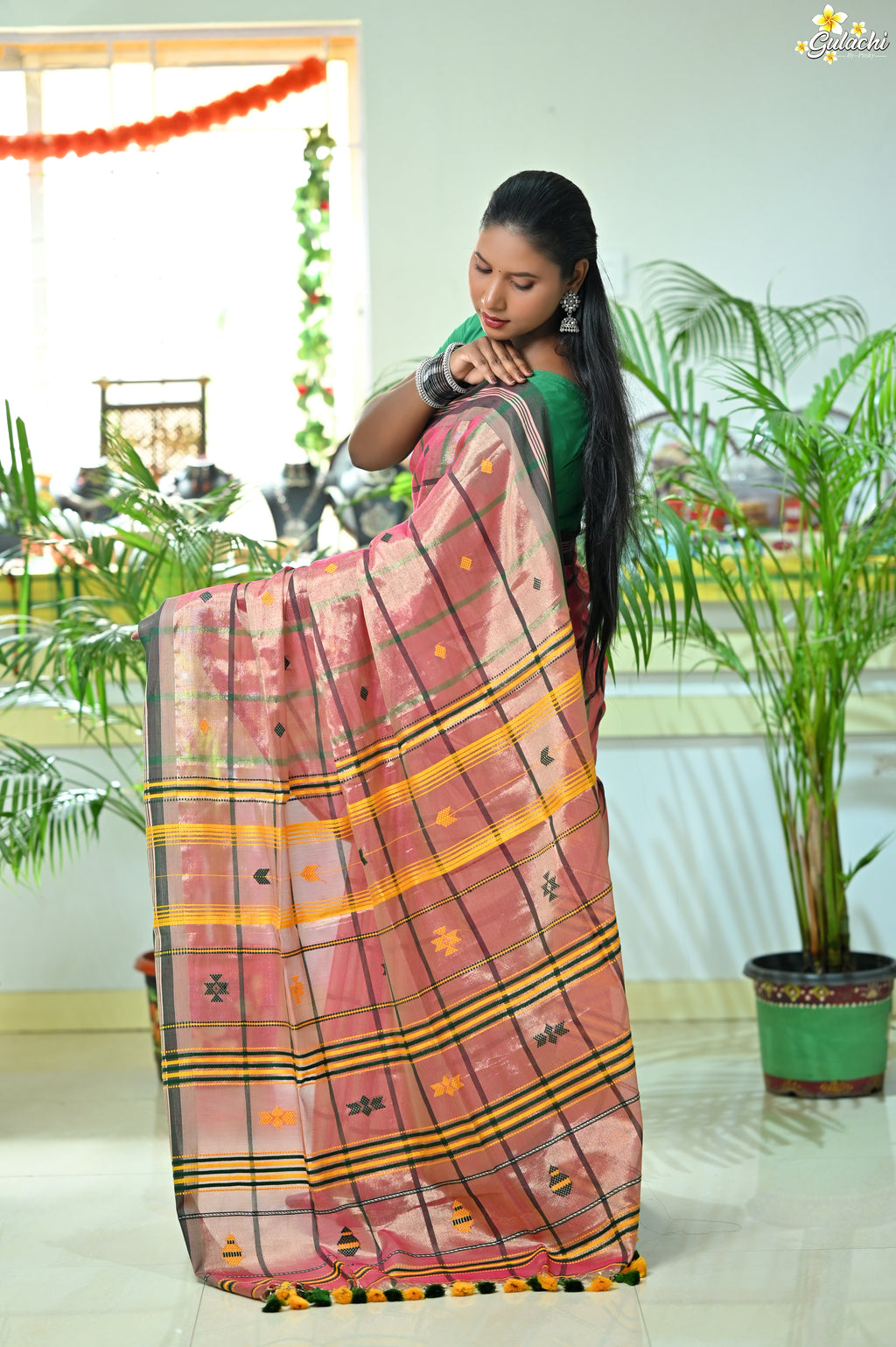 Tissue Cotton Jhal Saree