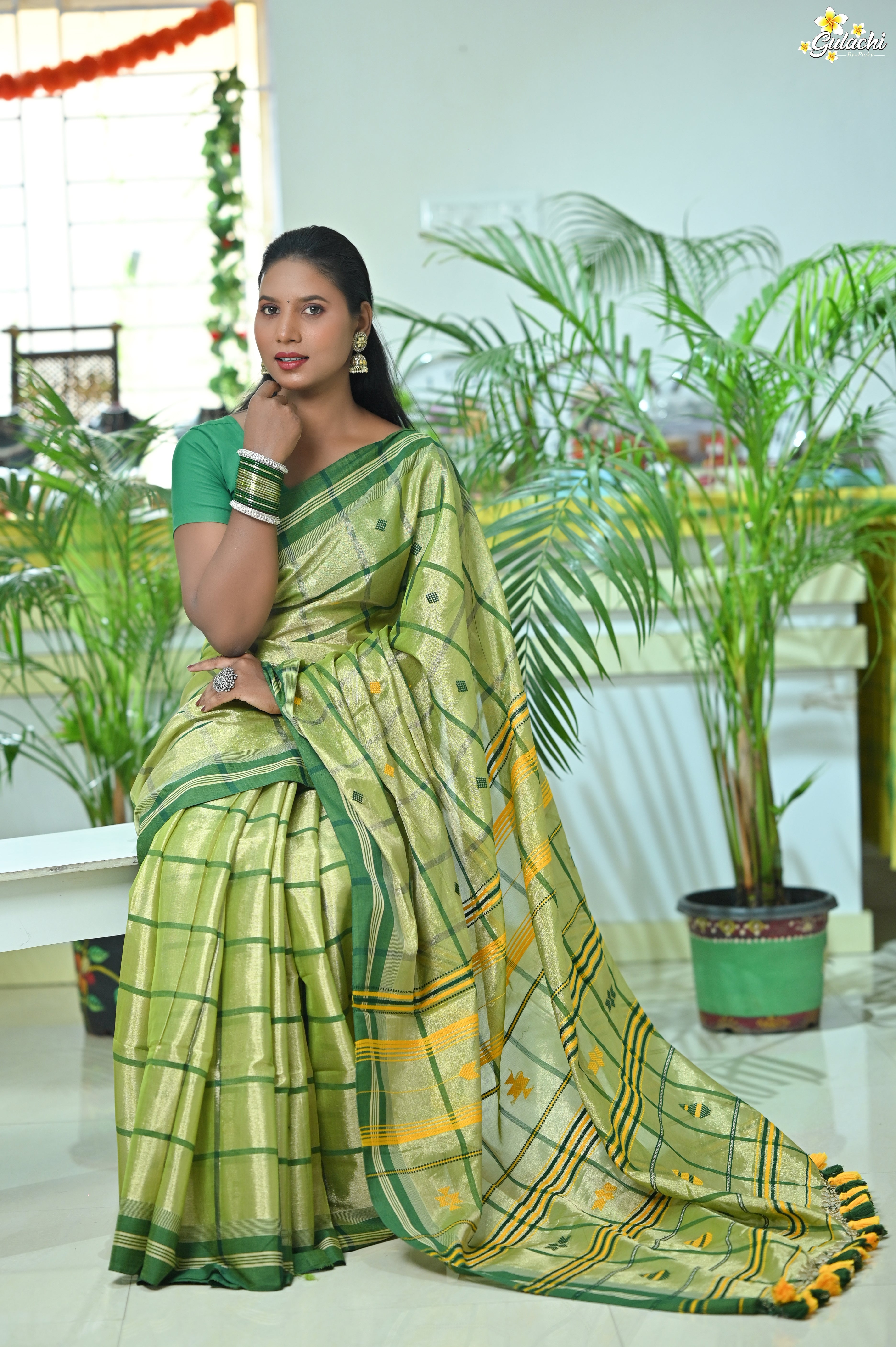 Tissue Cotton Jhal Saree