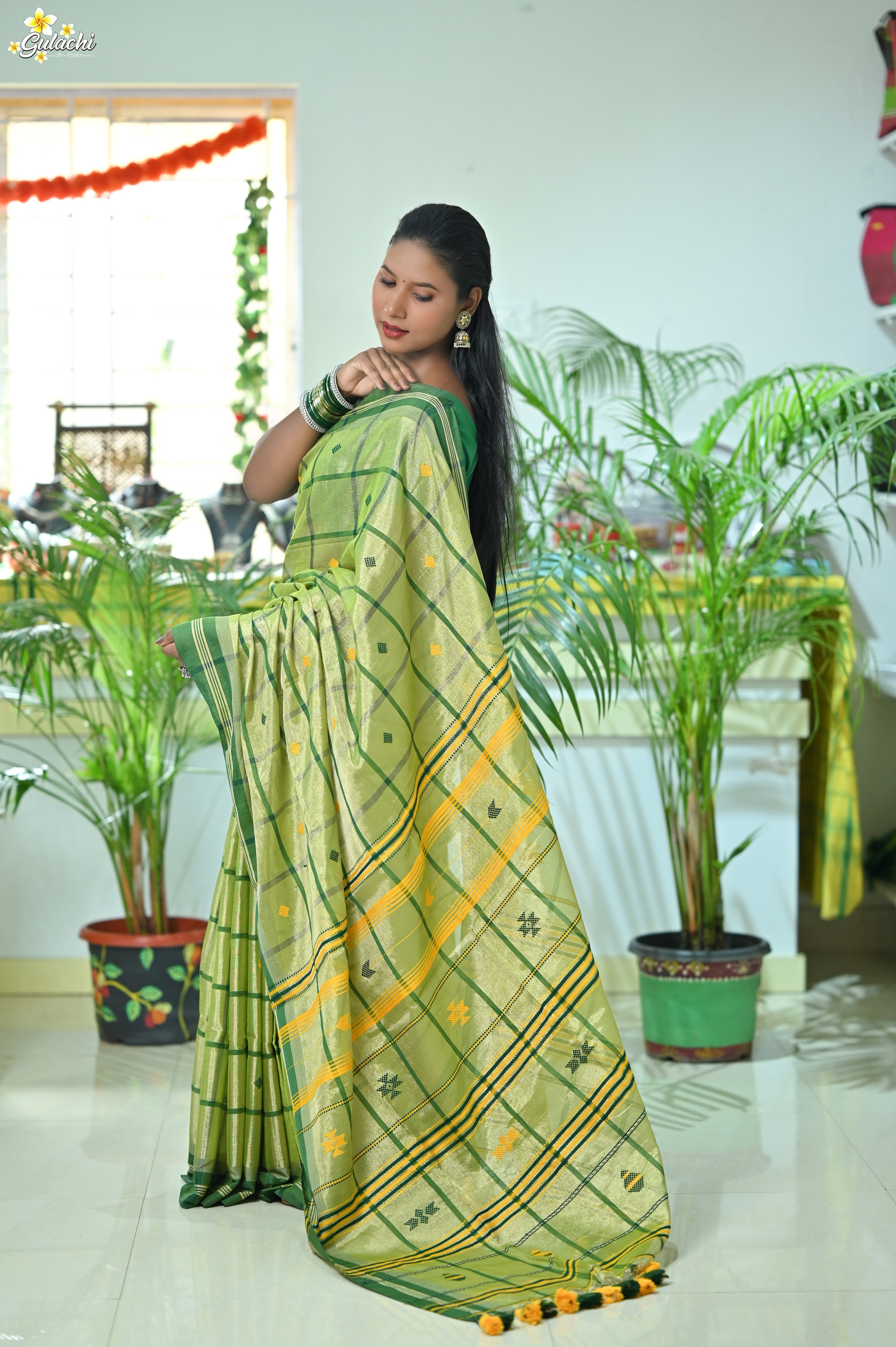 Tissue Cotton Jhal Saree