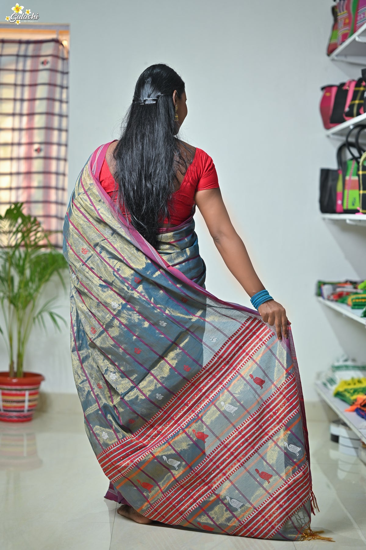 Tissue Cotton Jhal Saree