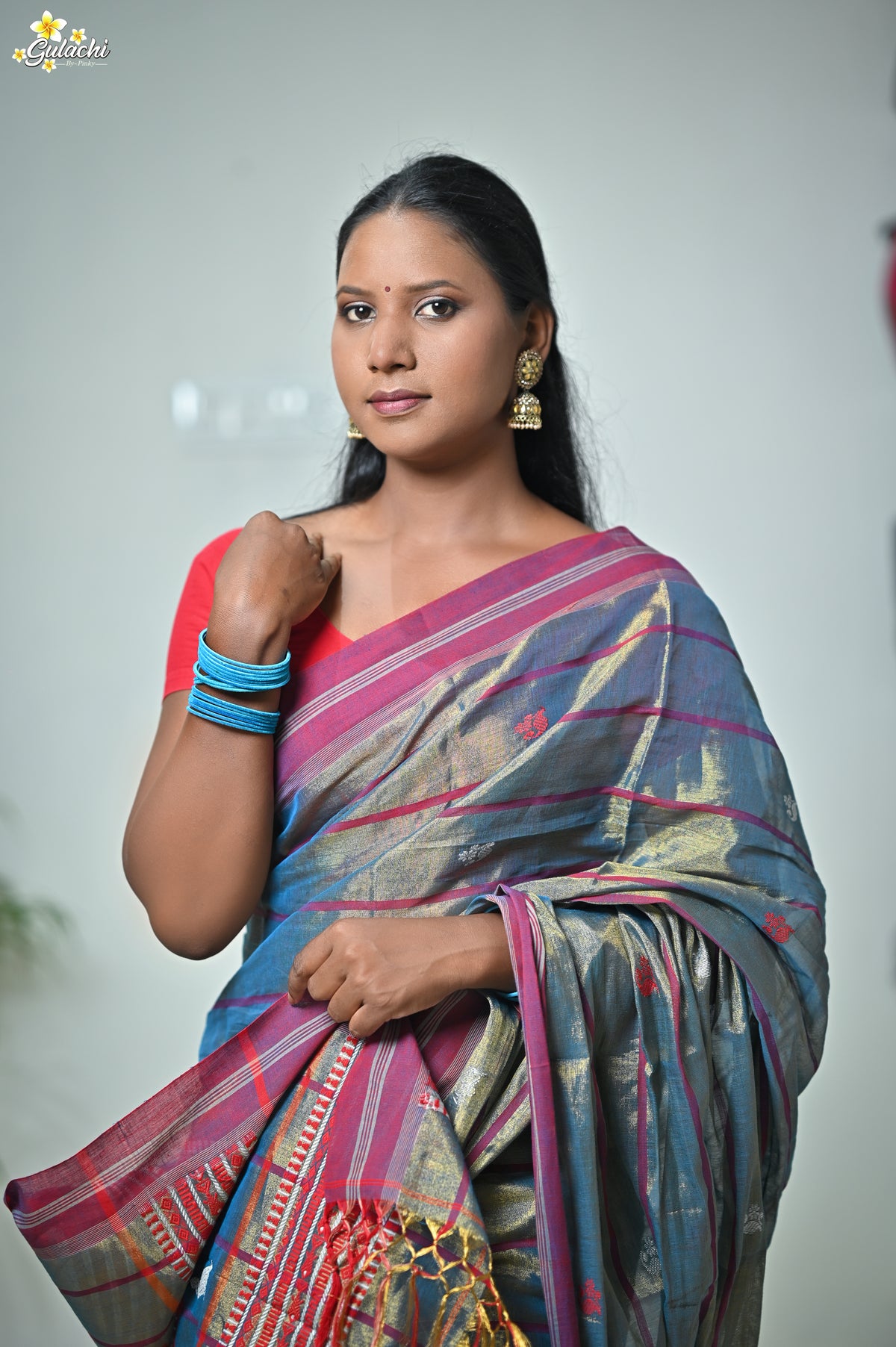 Tissue Cotton Jhal Saree