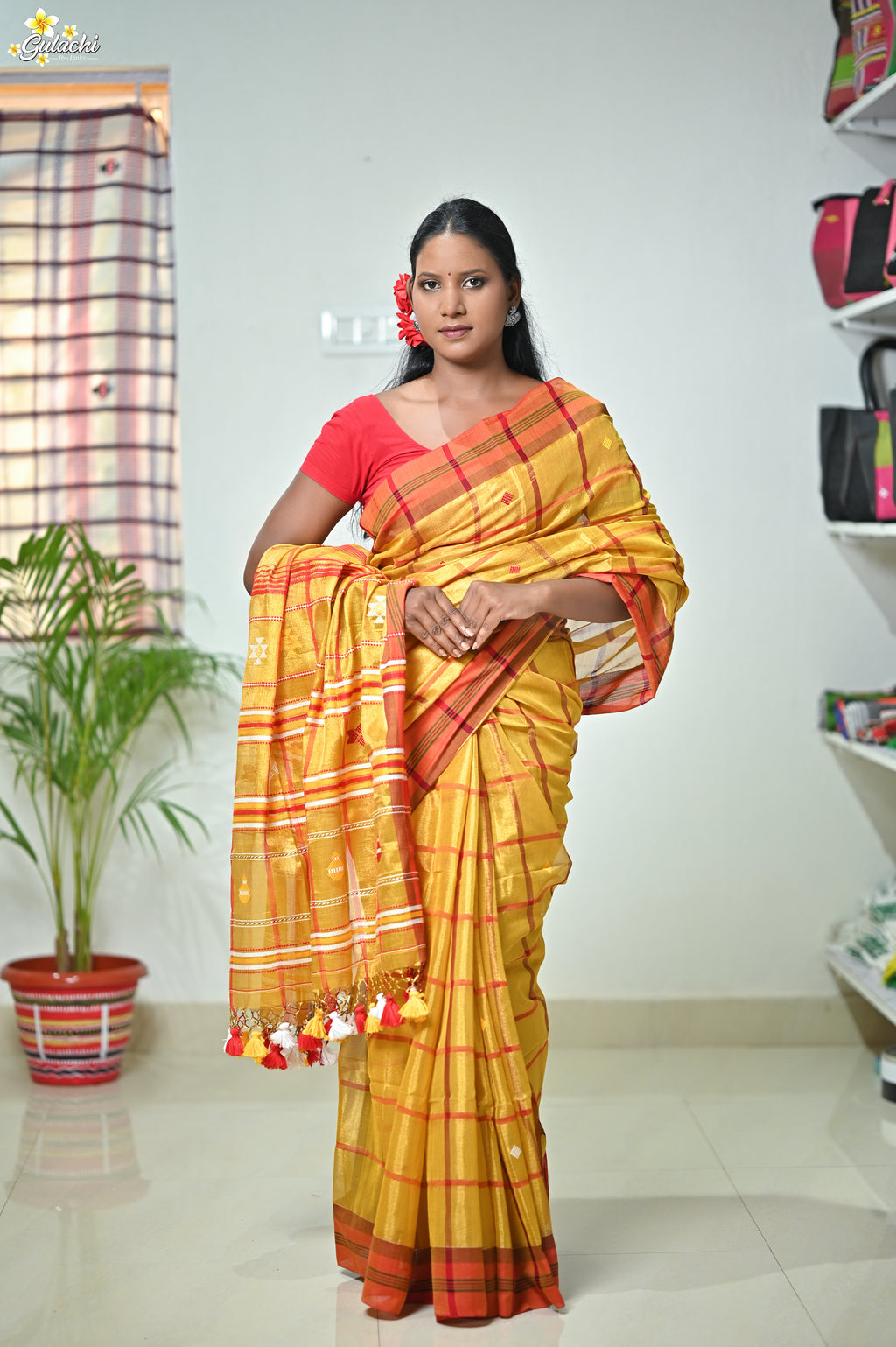 Tissue Cotton Jhal Saree