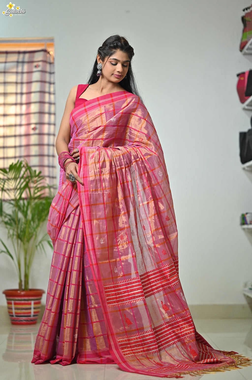 Tissue Cotton Jhal Saree