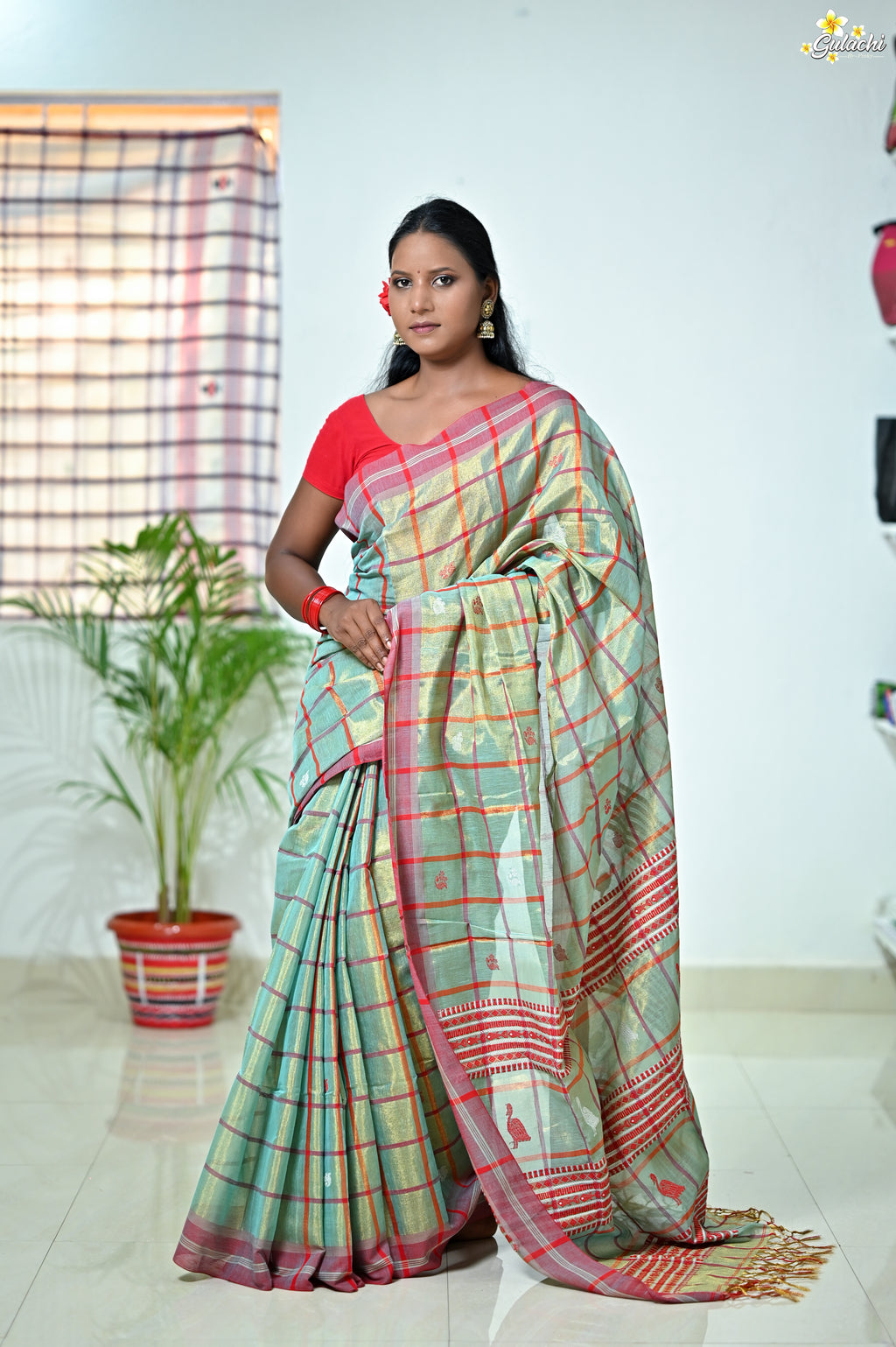 Tissue Cotton Jhal Saree