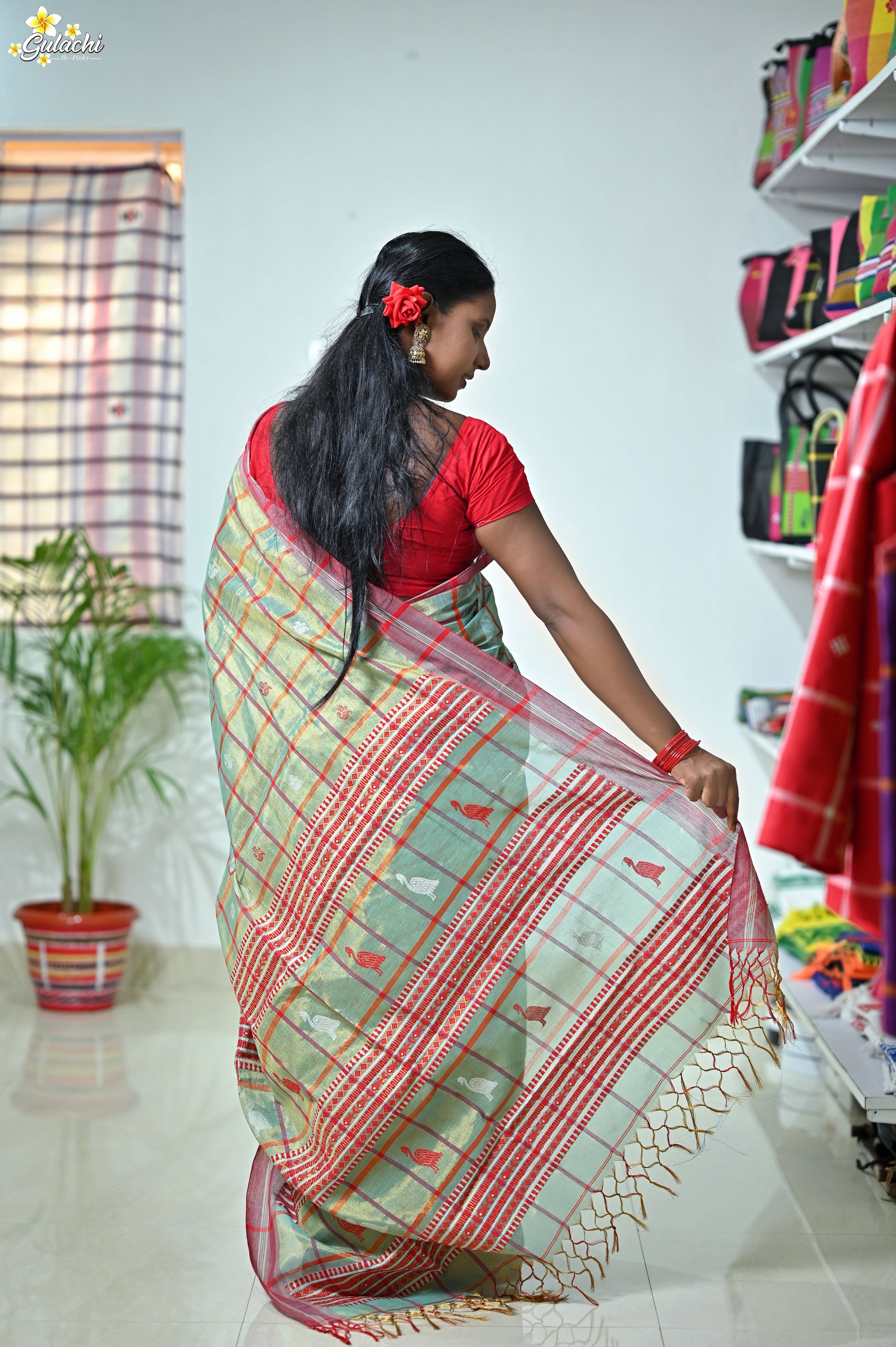 Tissue Cotton Jhal Saree