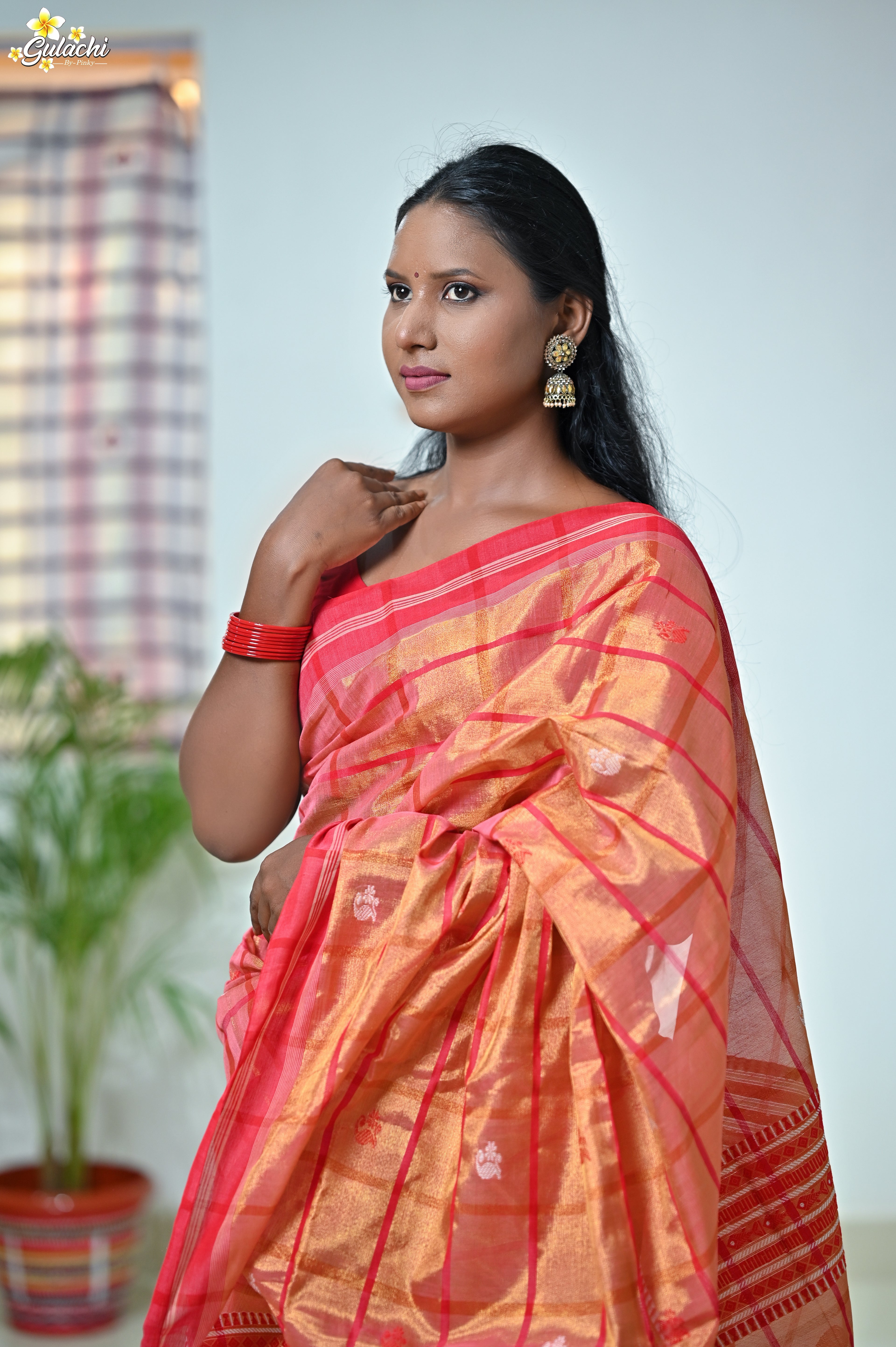 Tissue Cotton Jhal Saree