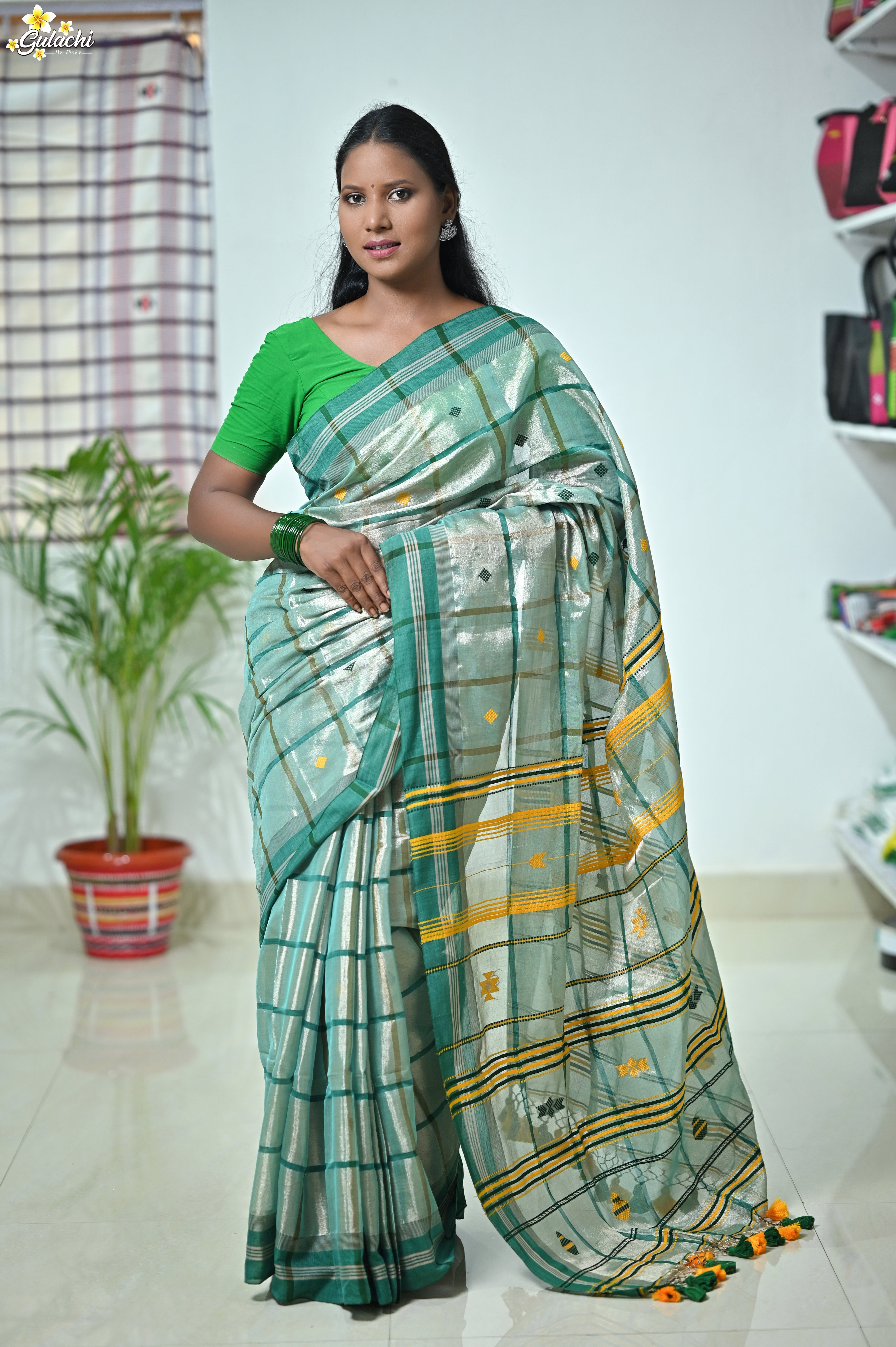 Tissue Cotton Jhal Saree