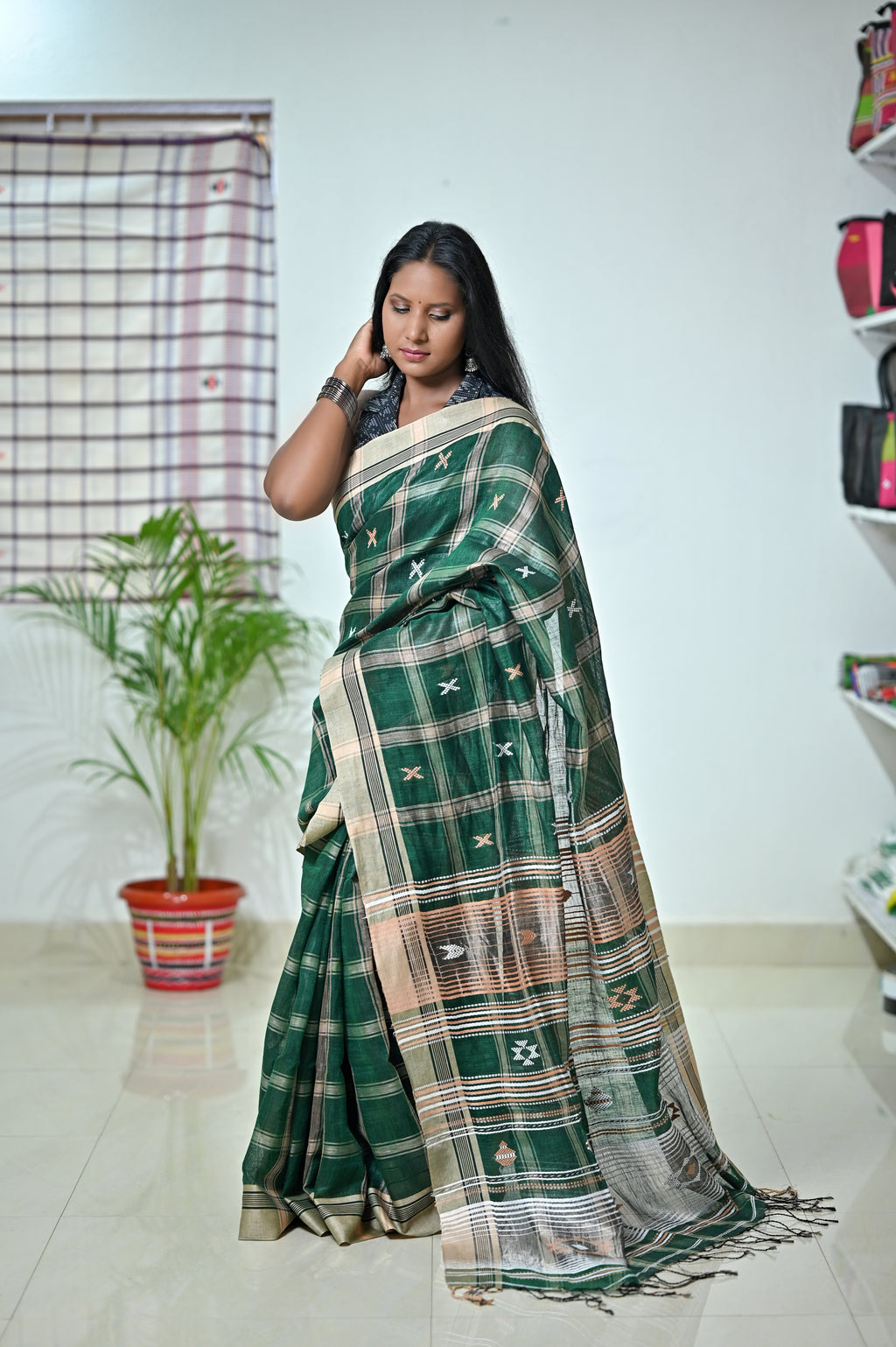 Linen Jhal Saree