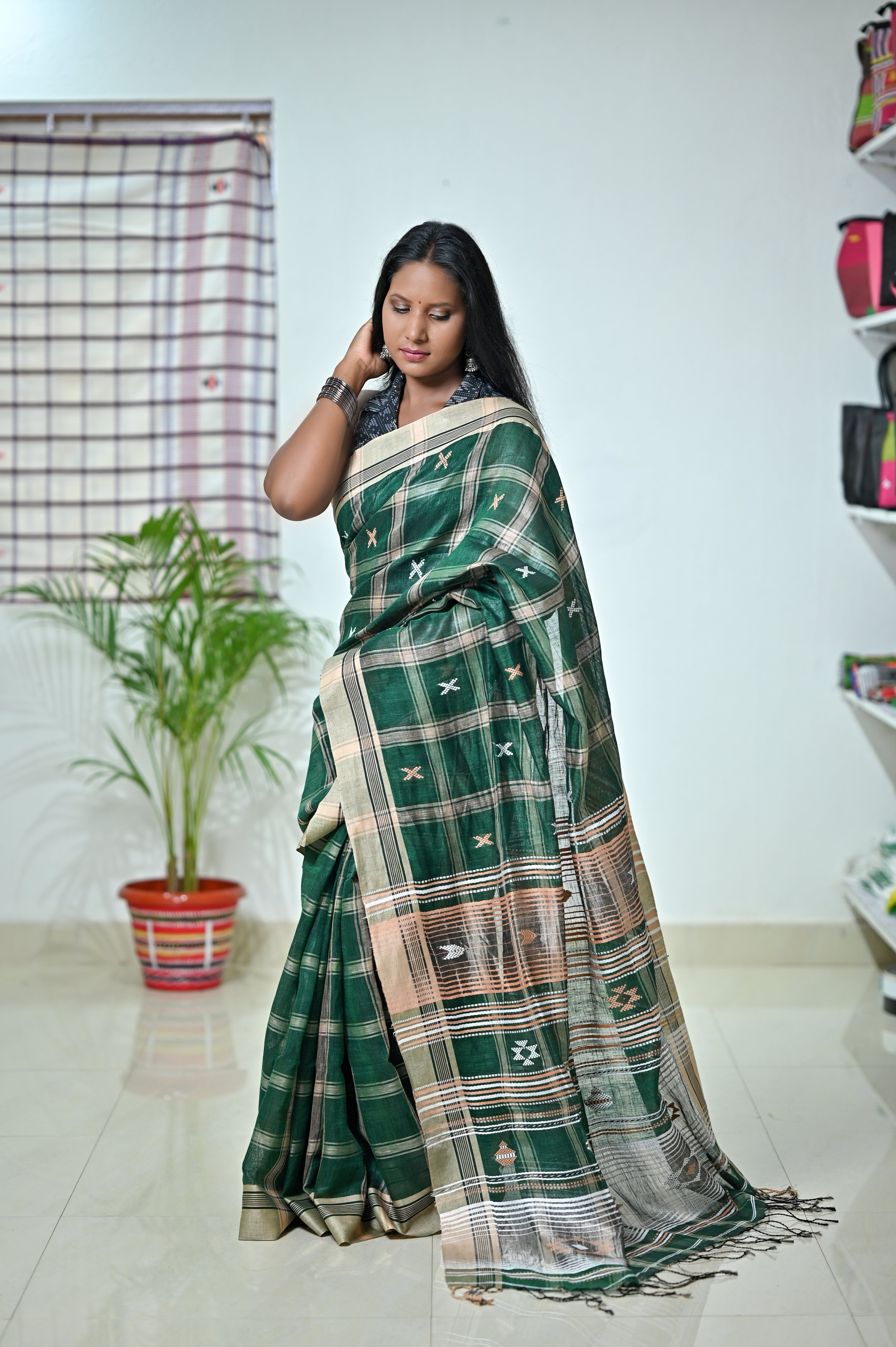 Linen Jhal Saree