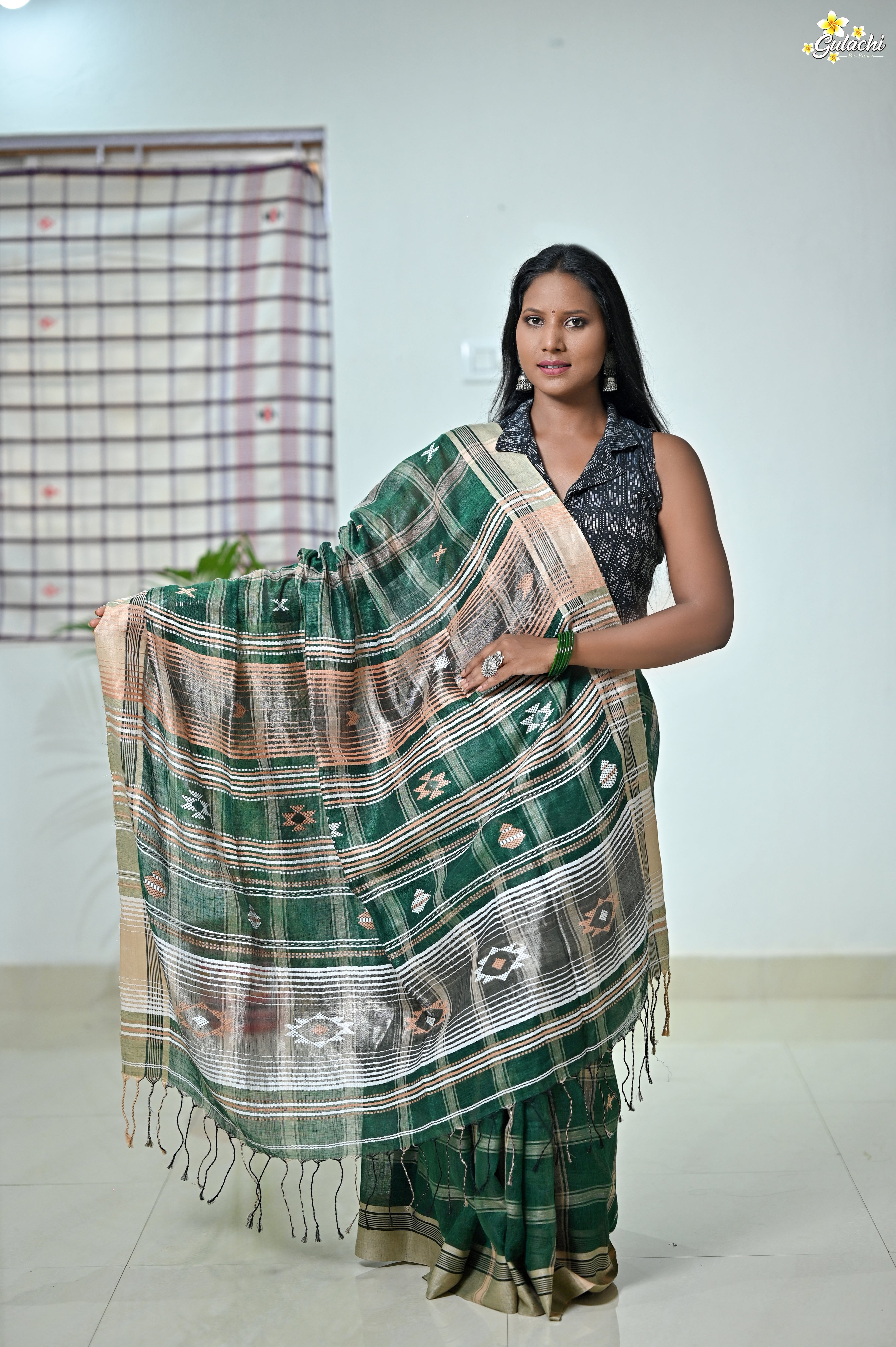 Linen Jhal Saree
