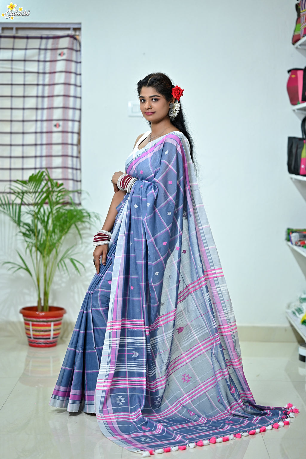 Mercerised Cotton Jhal Saree