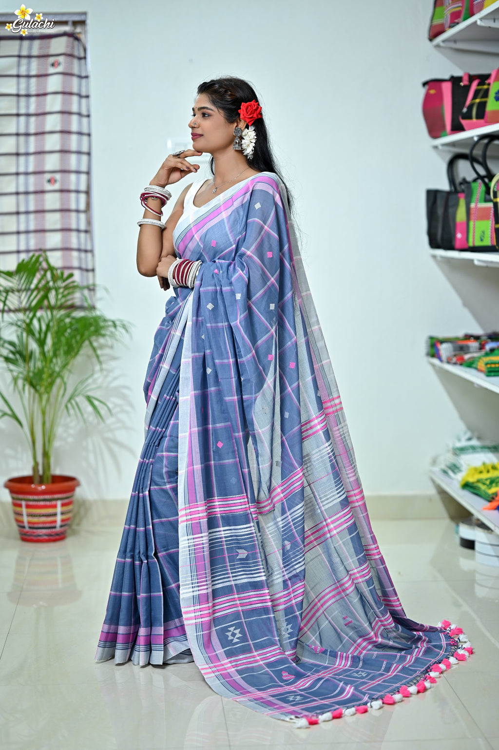 Mercerised Cotton Jhal Saree