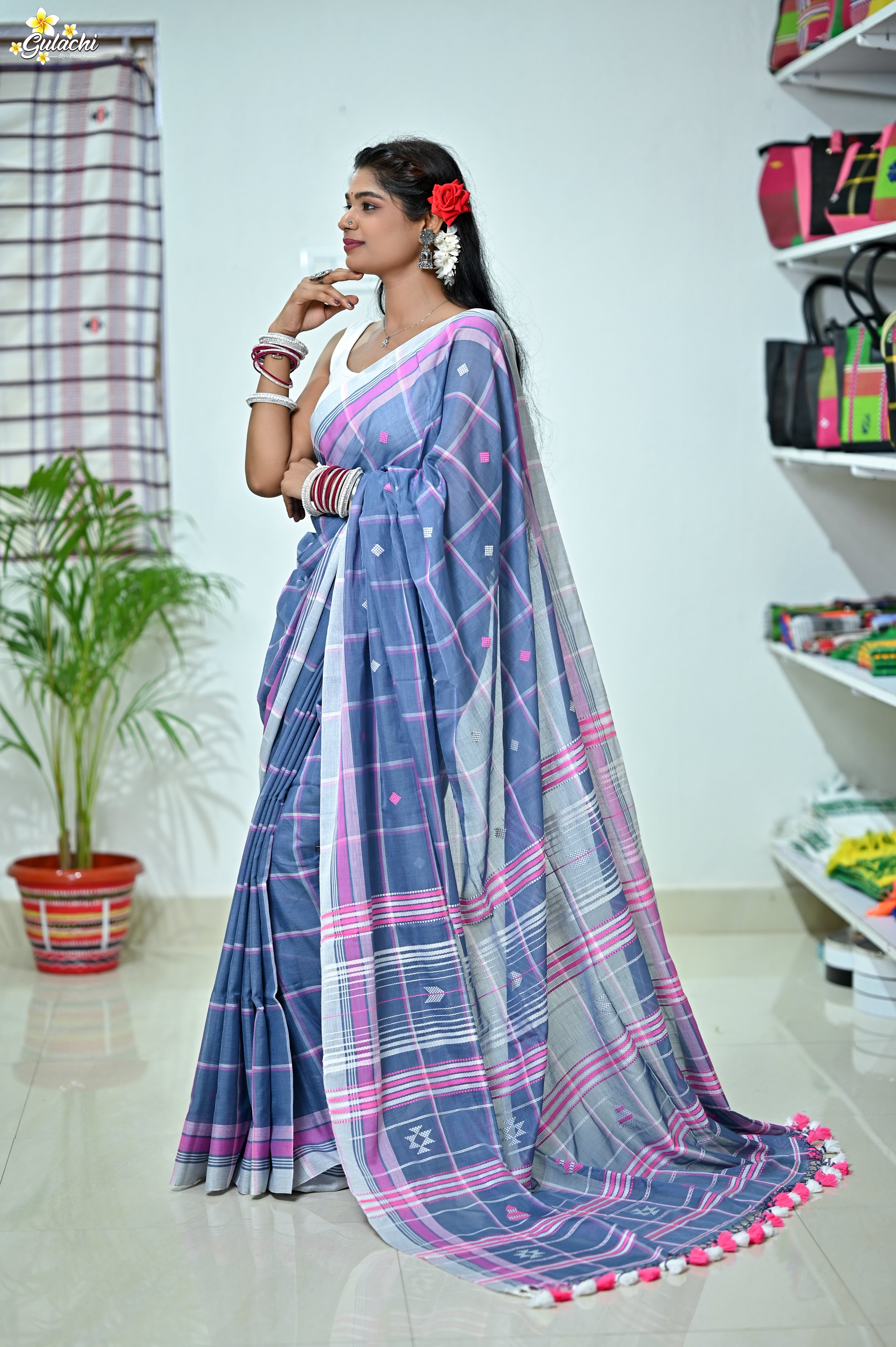 Mercerised Cotton Jhal Saree