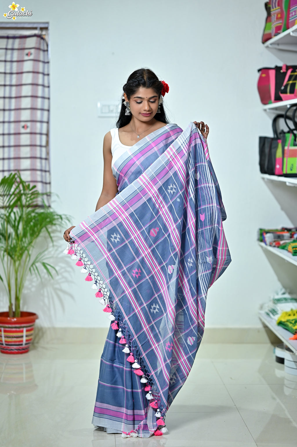 Mercerised Cotton Jhal Saree