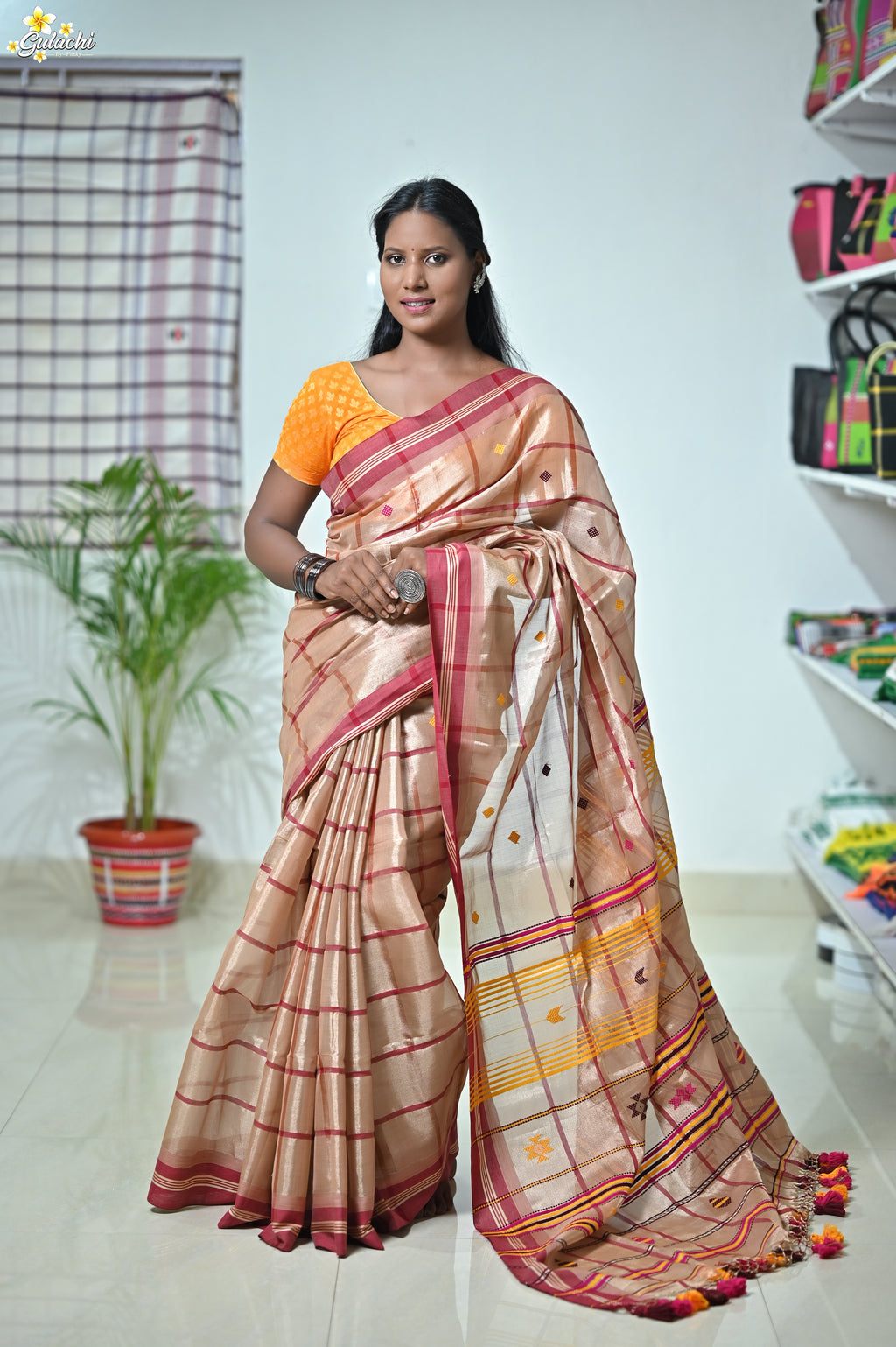Tissue Cotton Jhal Saree