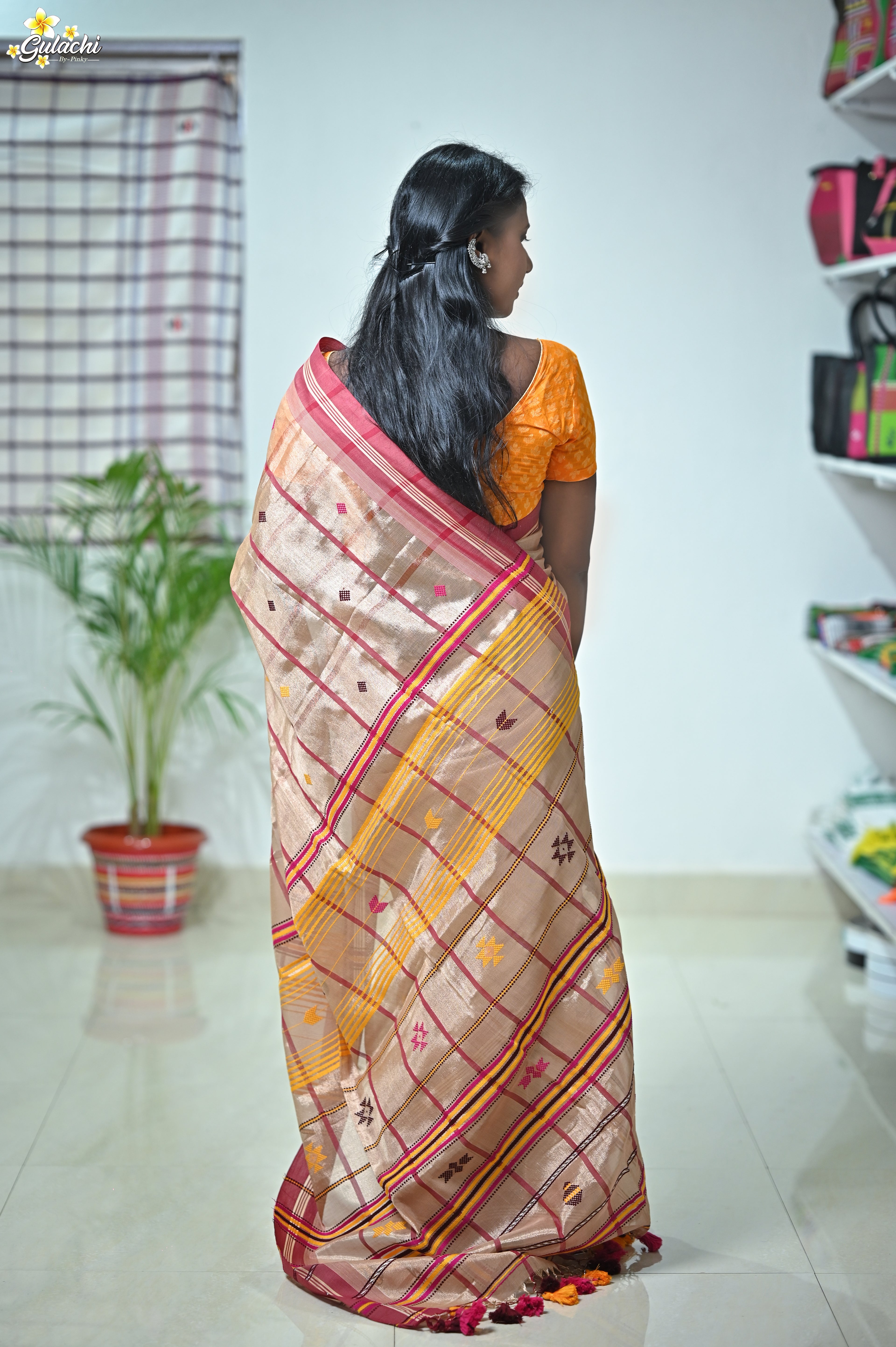 Tissue Cotton Jhal Saree