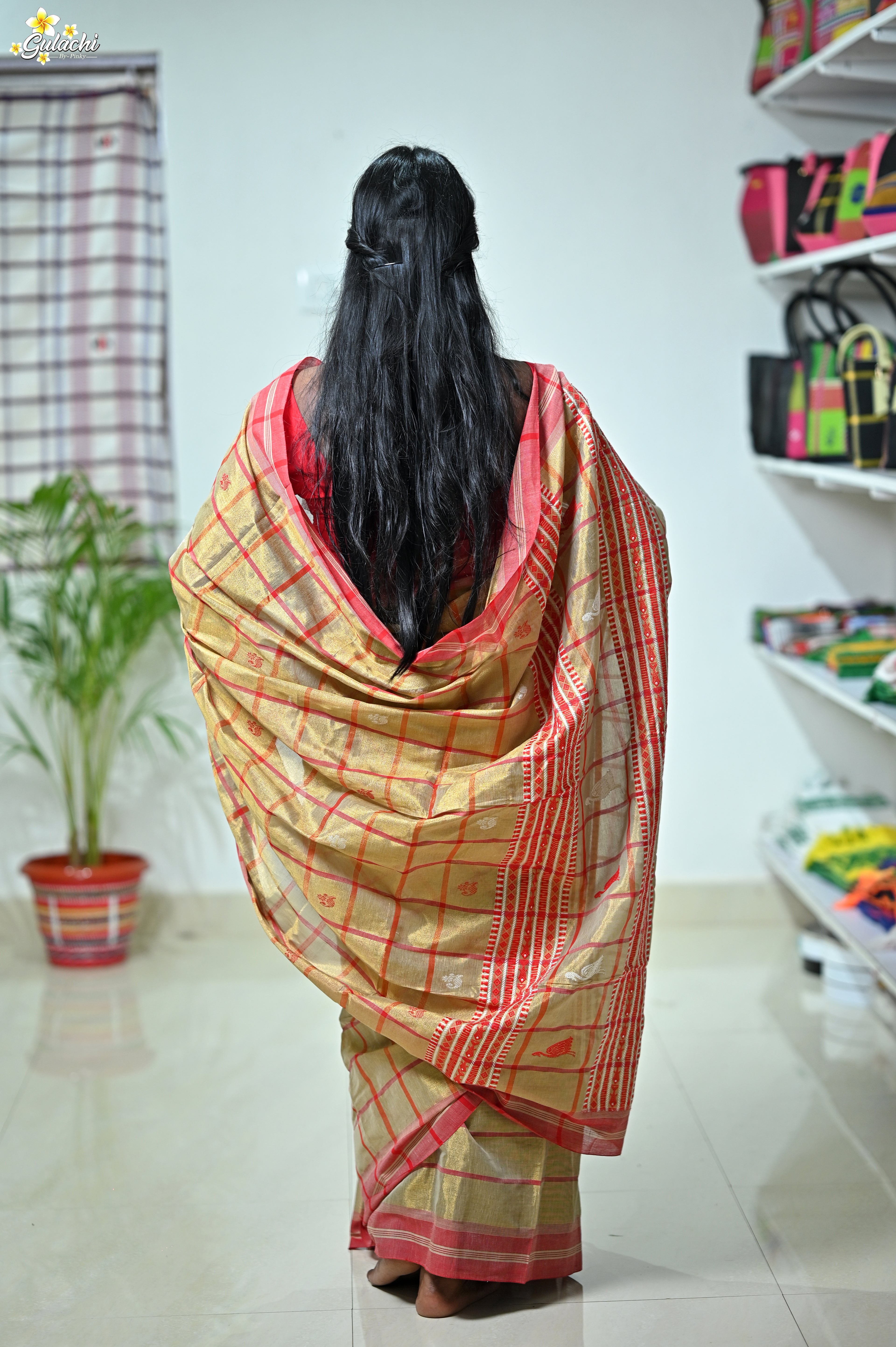 Tissue Cotton Jhal Saree