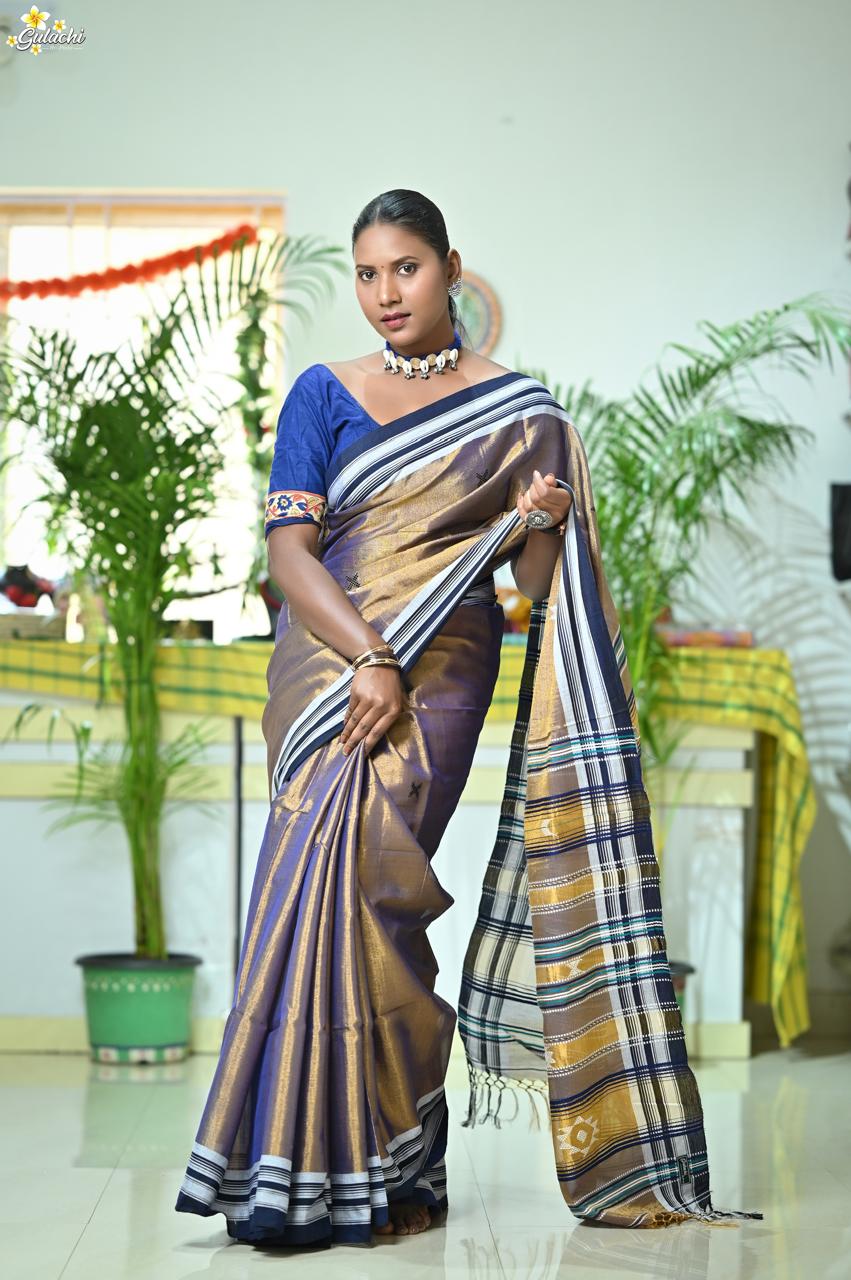 Tissue Cotton Fusion Saree