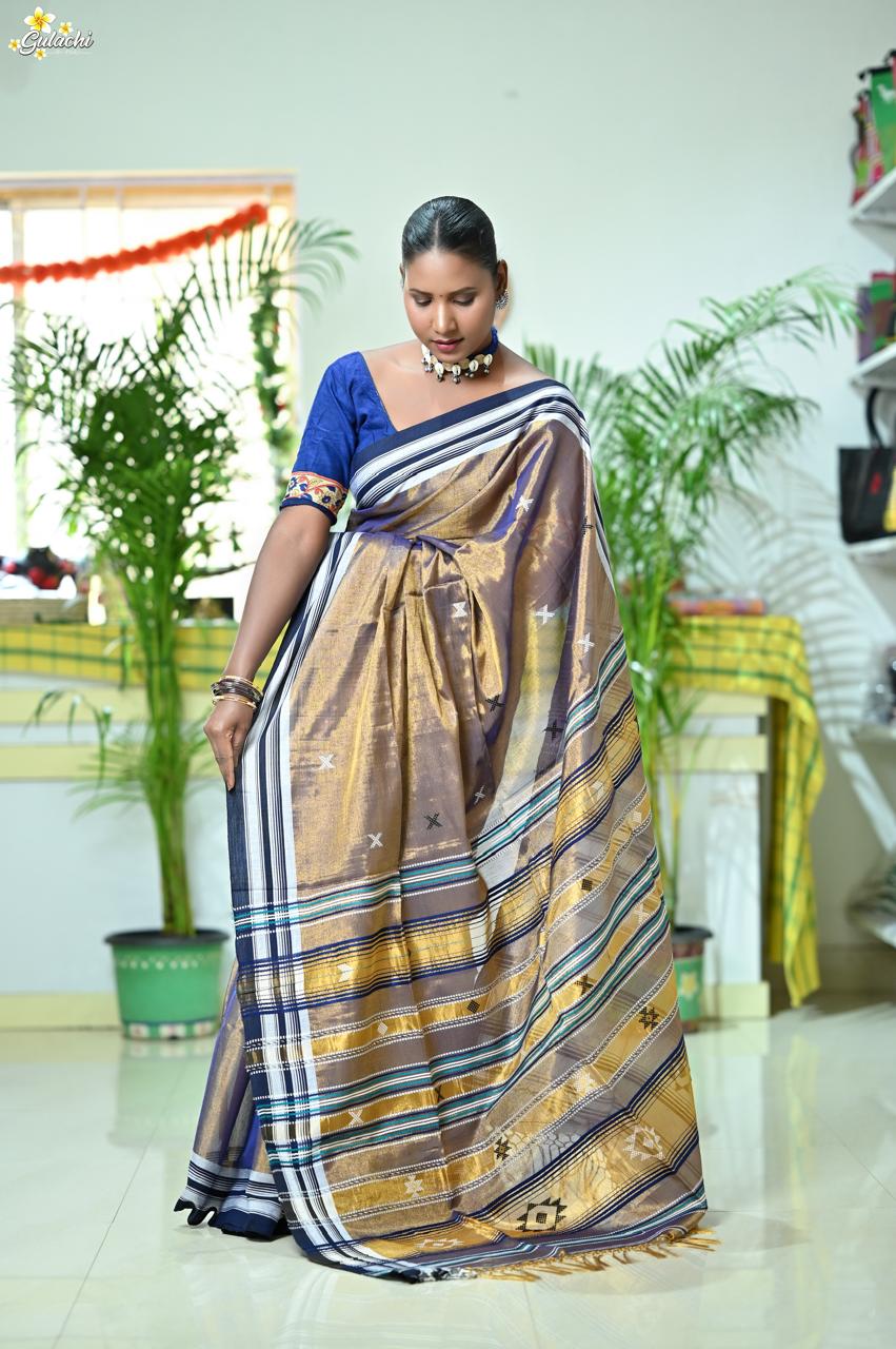 Tissue Cotton Fusion Saree