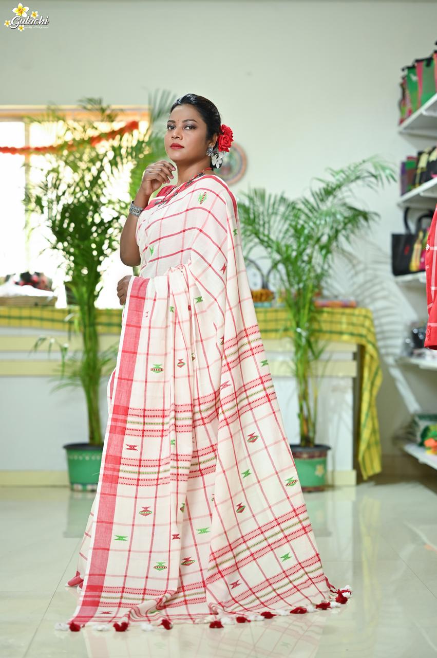 Handloom Cotton Jhal Saree