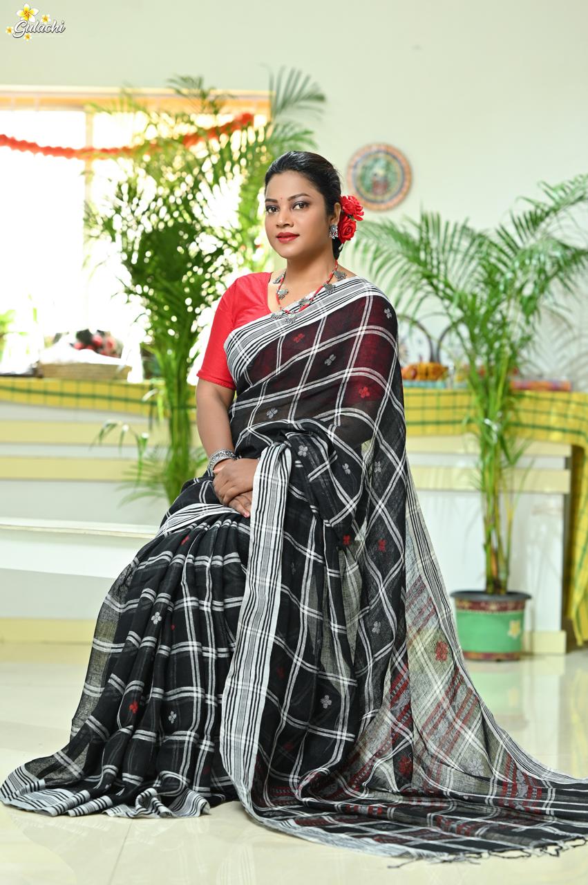 Linen Jhal Saree