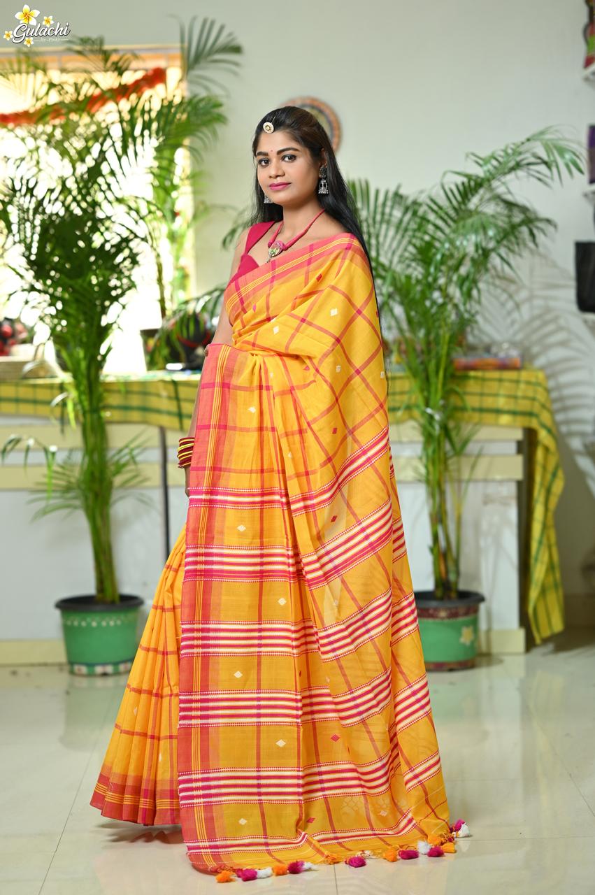 Mercerised Cotton Jhal Saree