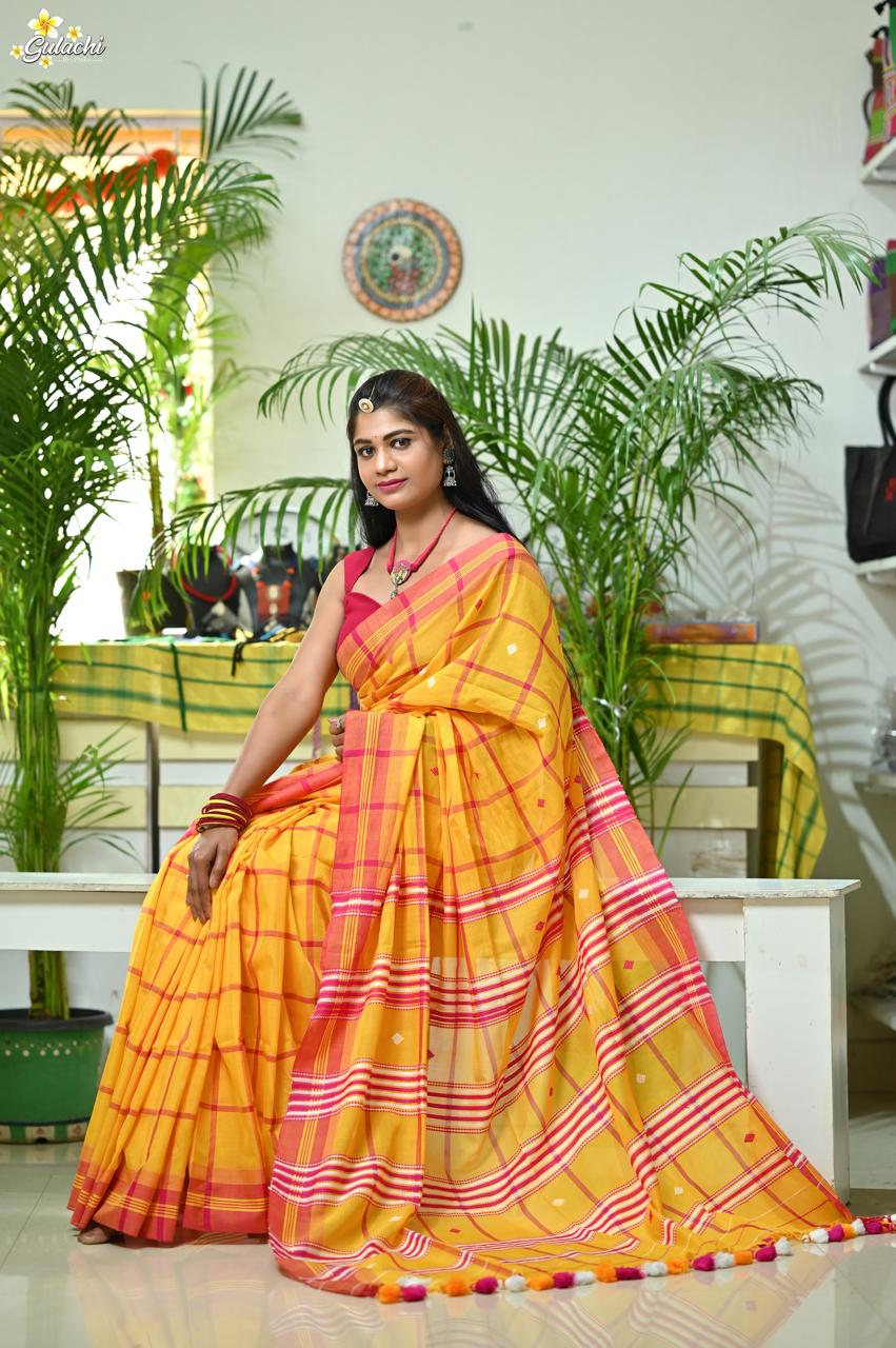 Mercerised Cotton Jhal Saree