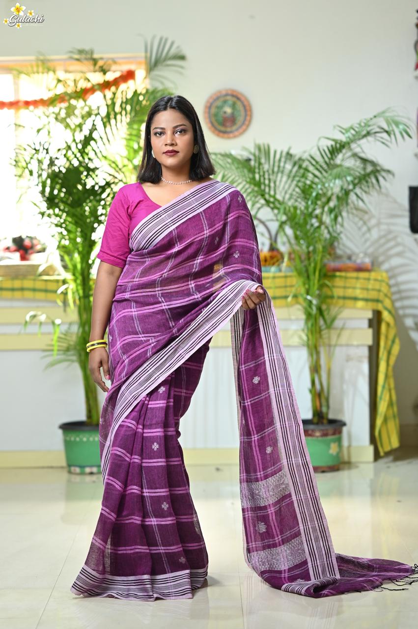 Linen Jhal Saree