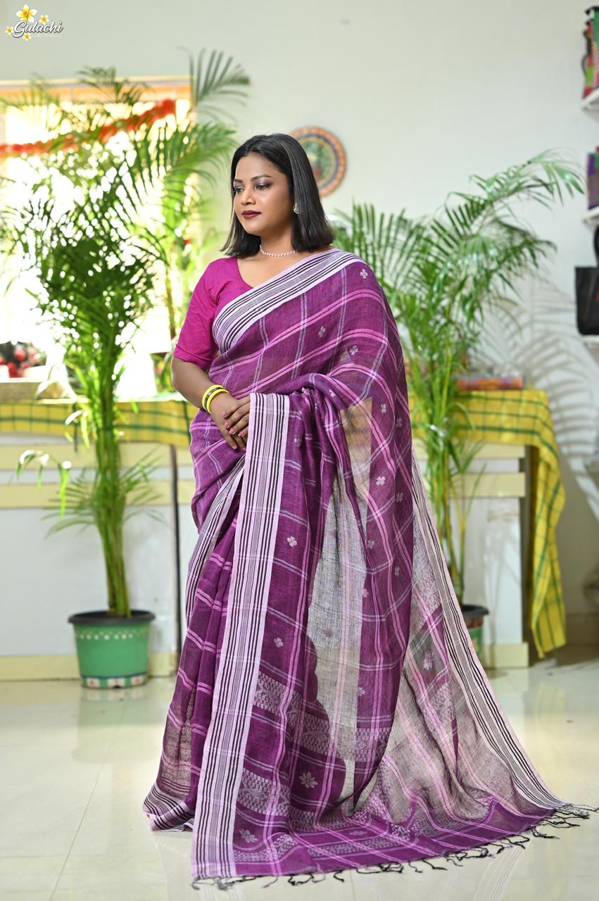 Linen Jhal Saree