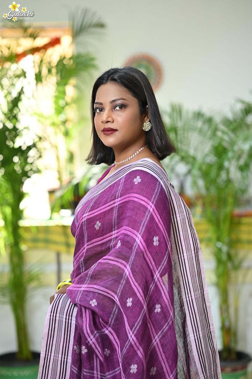 Linen Jhal Saree