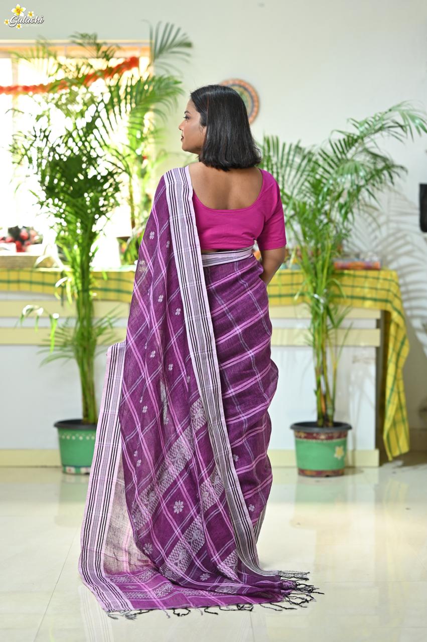 Linen Jhal Saree