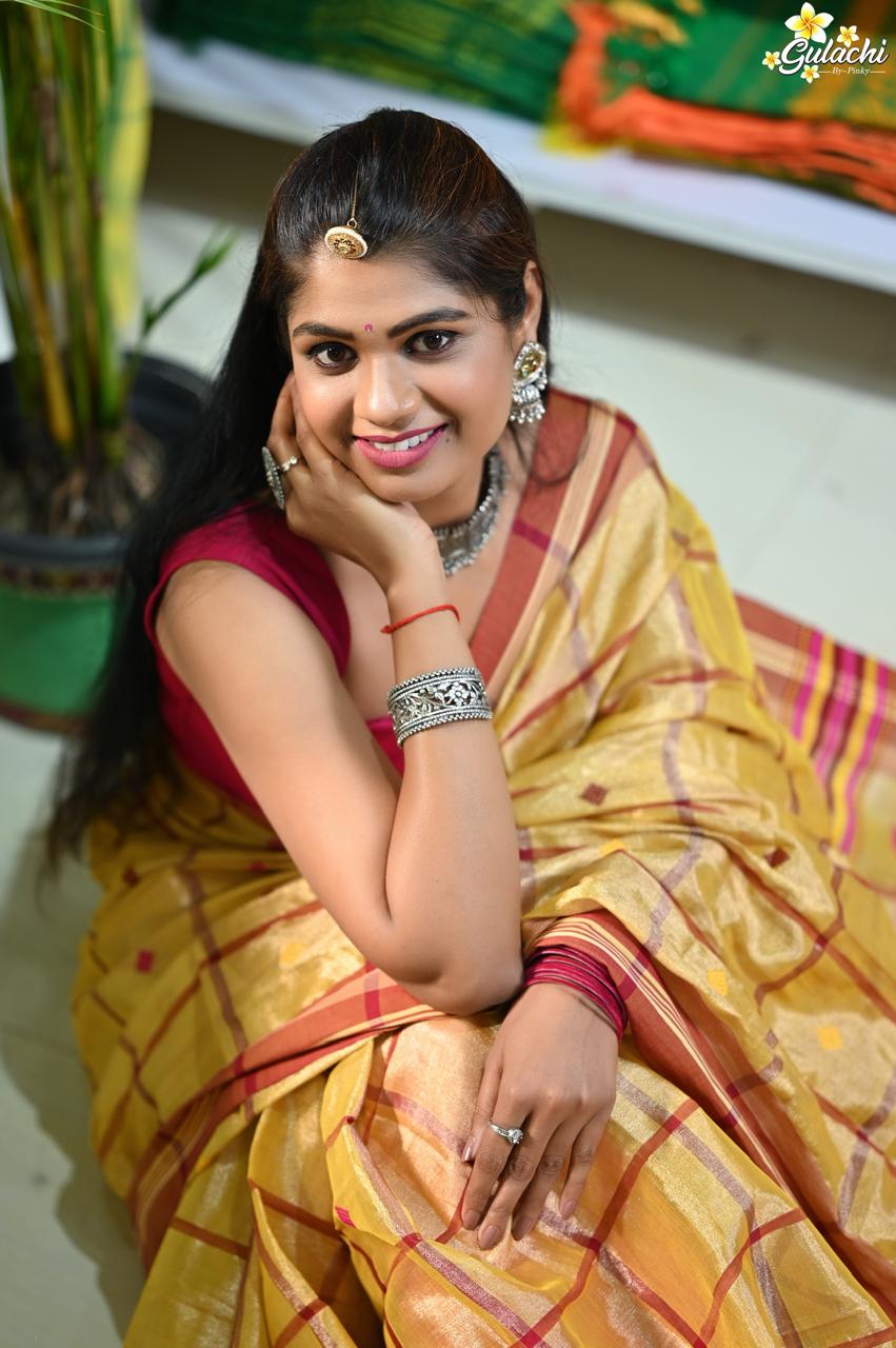 Tissue Cotton Jhal Saree