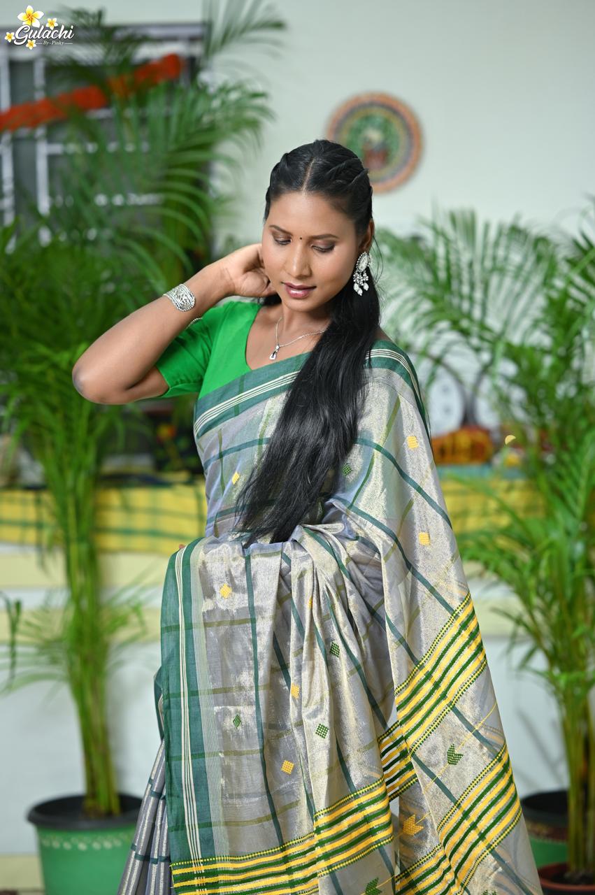 Tissue Cotton Jhal Saree