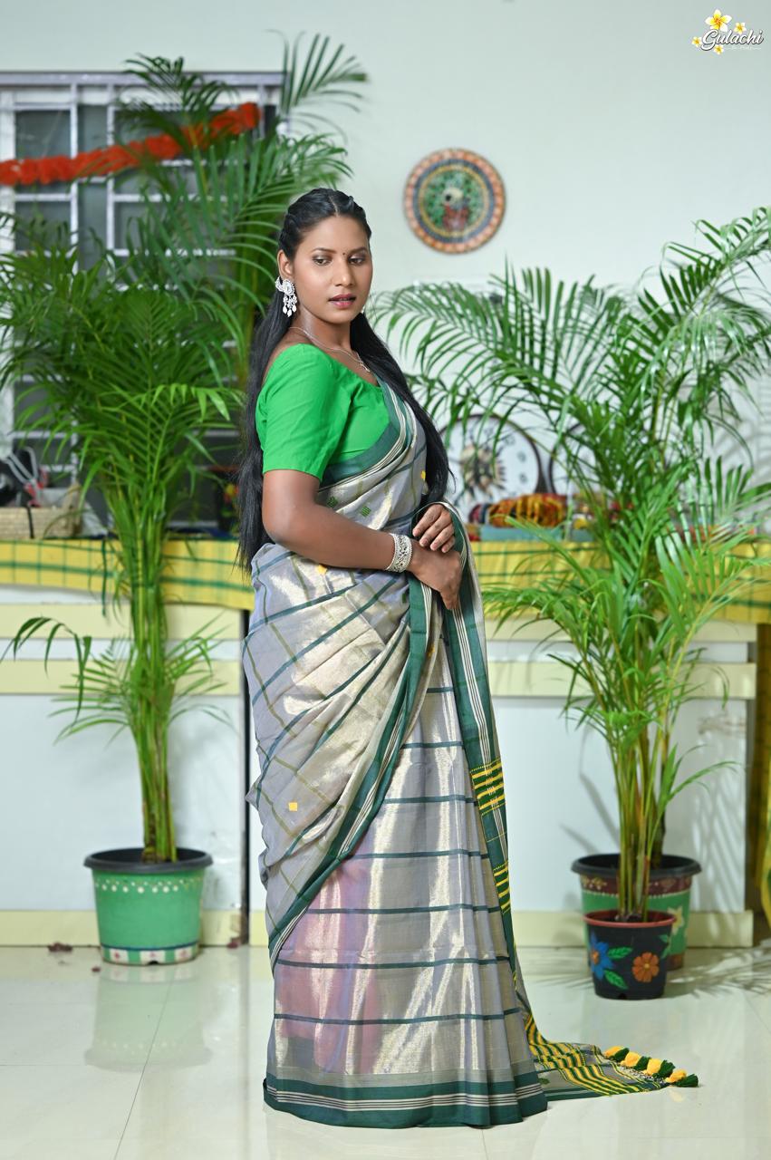 Tissue Cotton Jhal Saree