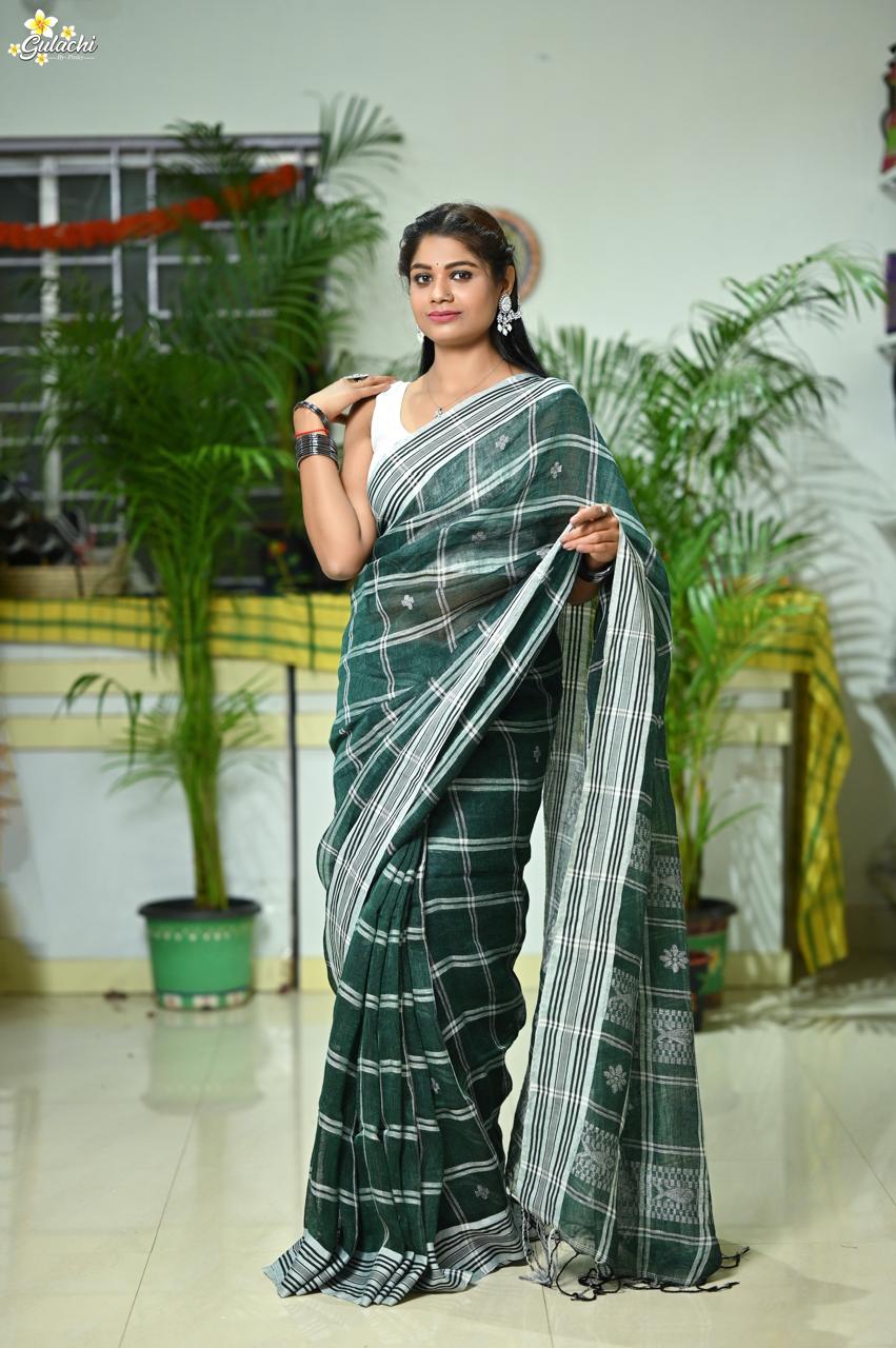 Linen Jhal Saree