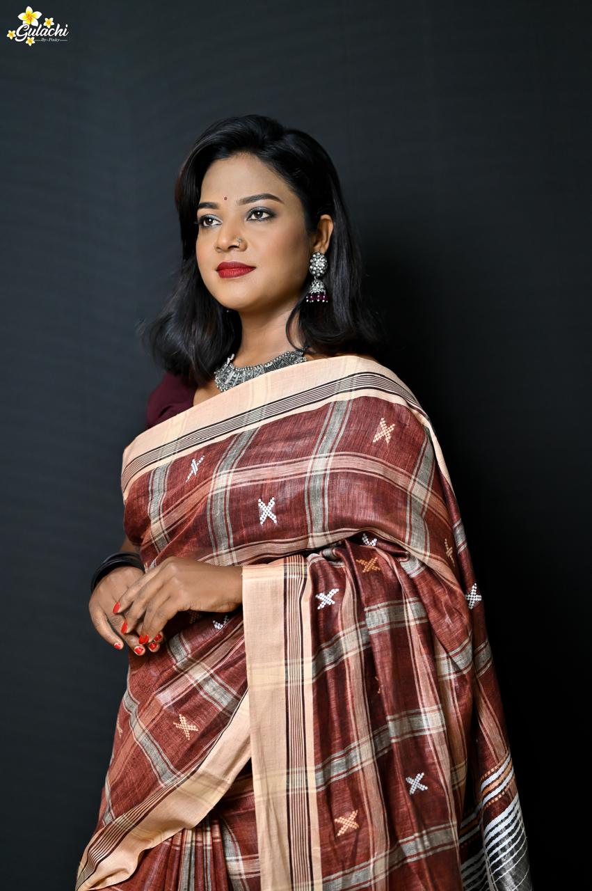 Linen Jhal Saree