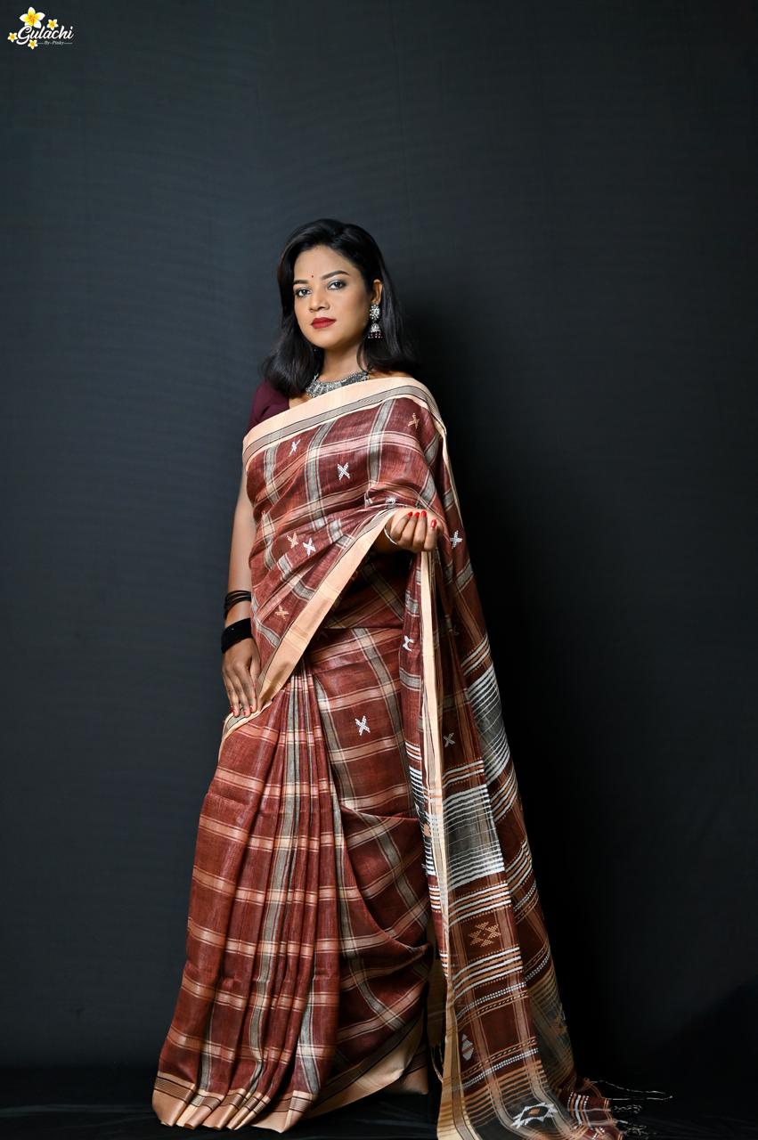 Linen Jhal Saree