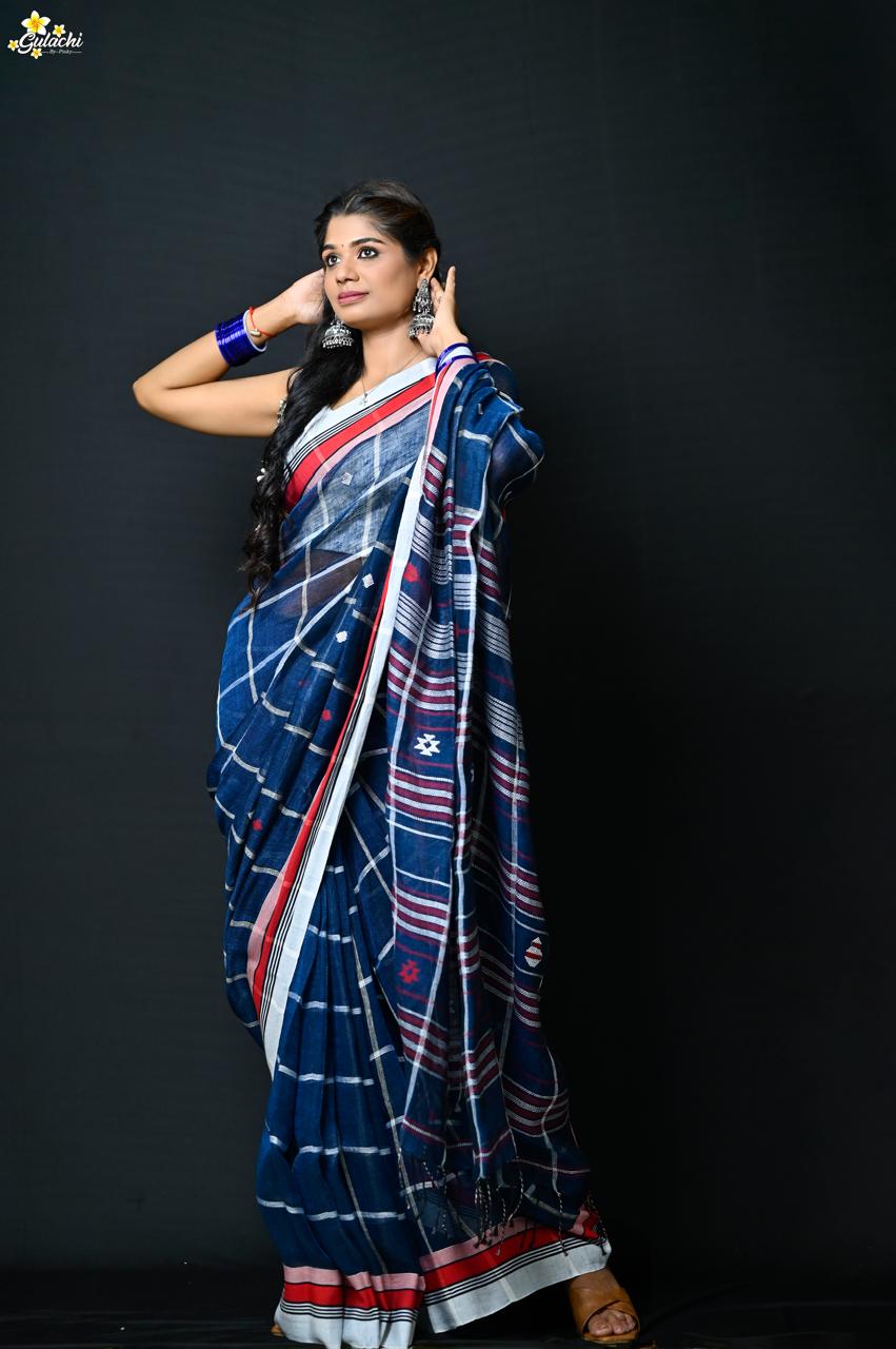 Linen Jhal Saree