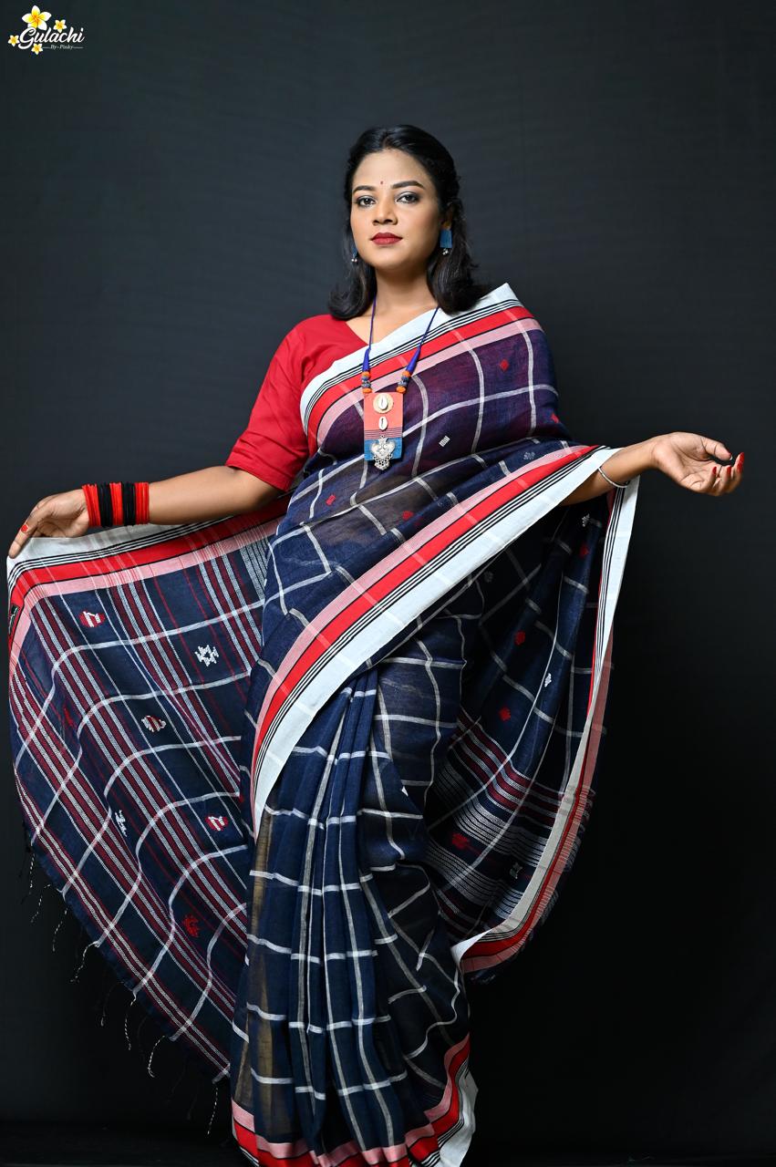 Linen Jhal Saree