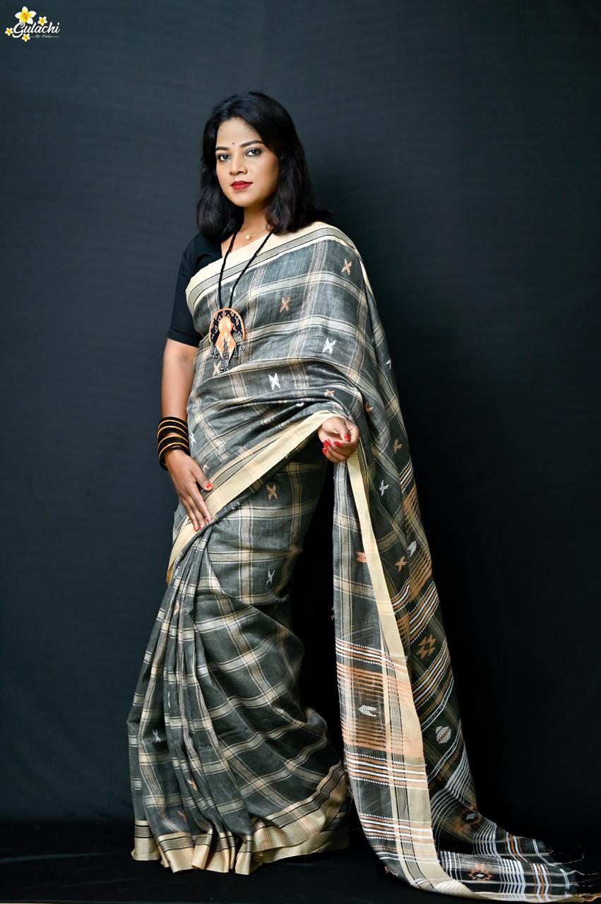 Linen Jhal Saree