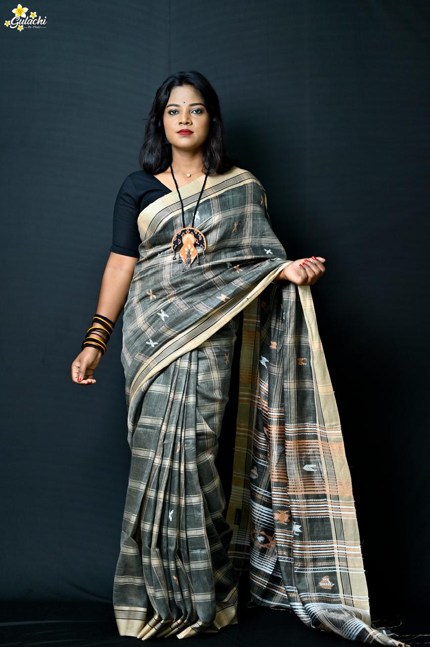 Linen Jhal Saree