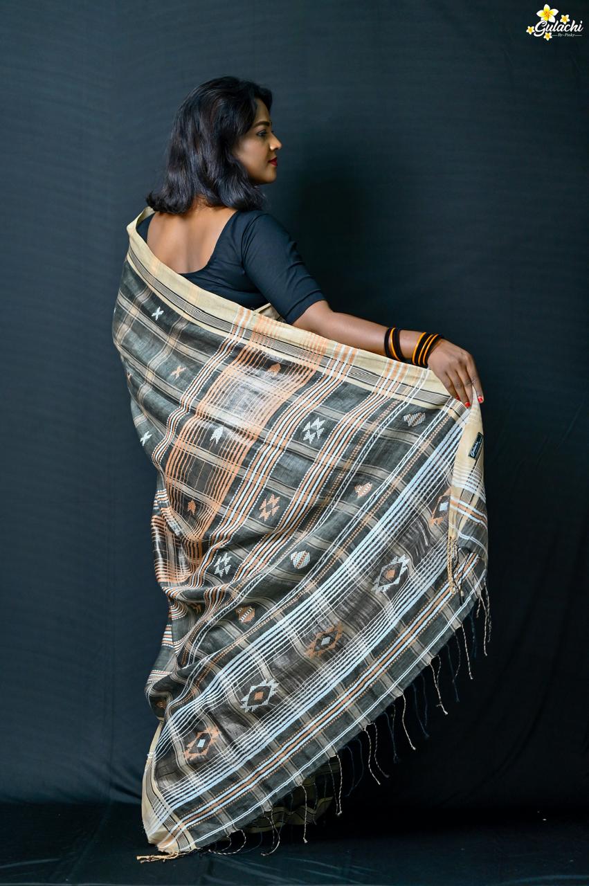 Linen Jhal Saree