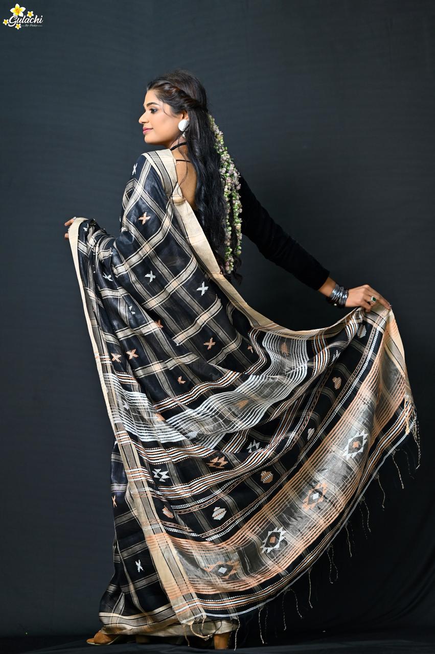 Linen Jhal Saree