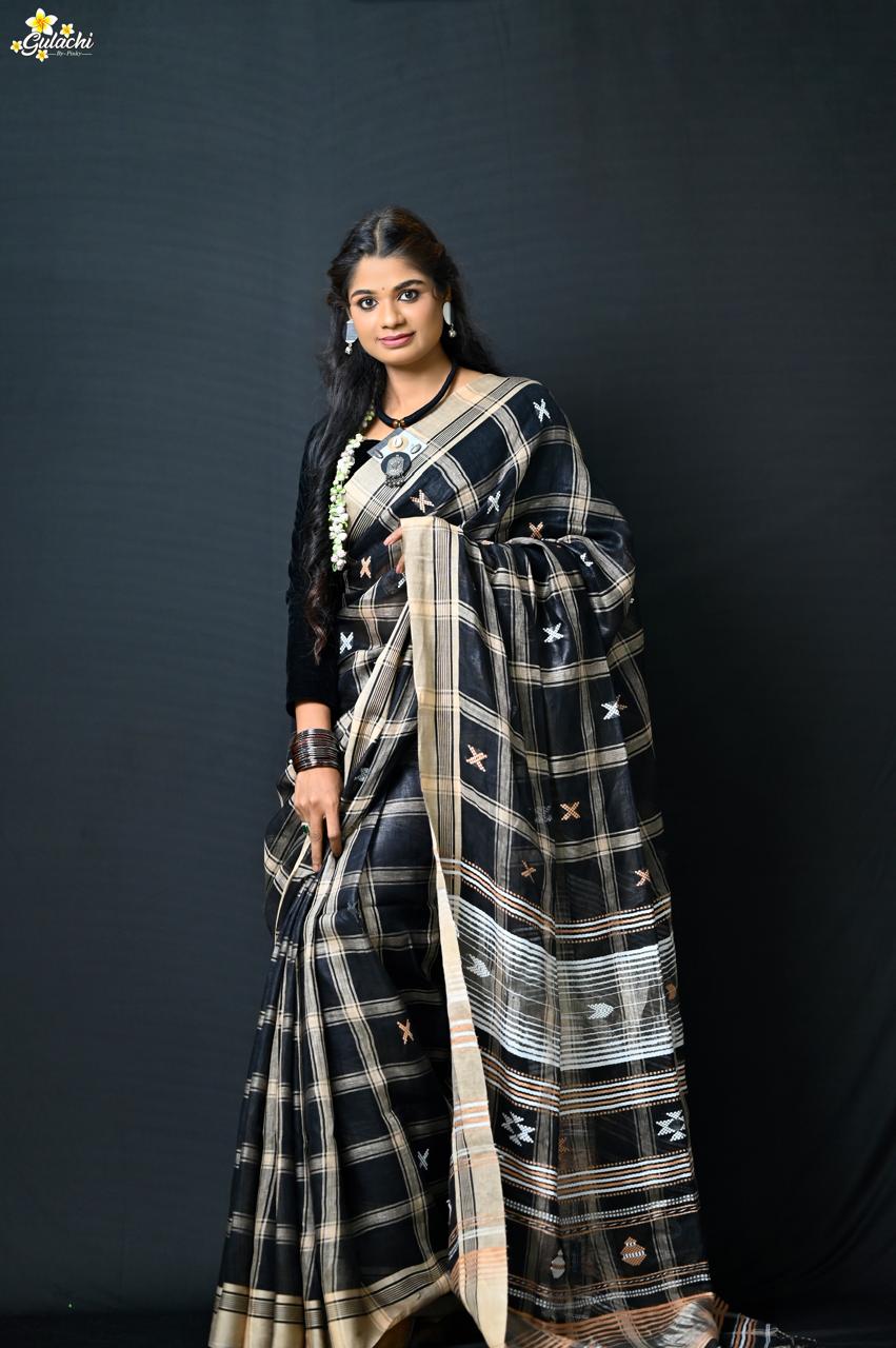 Linen Jhal Saree