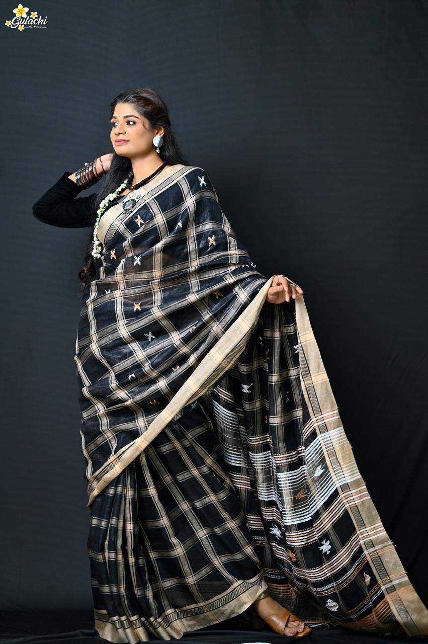 Linen Jhal Saree